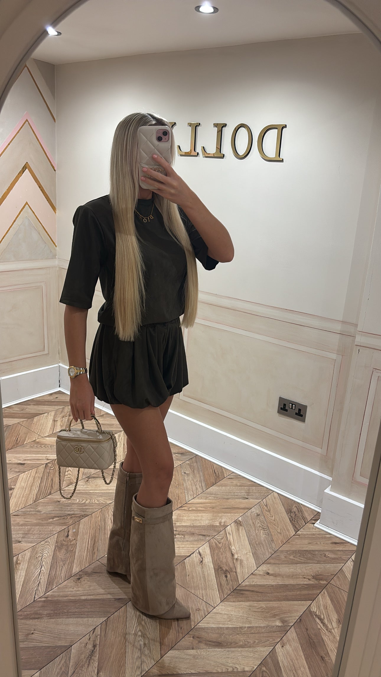 Suede Balloon short set ￼