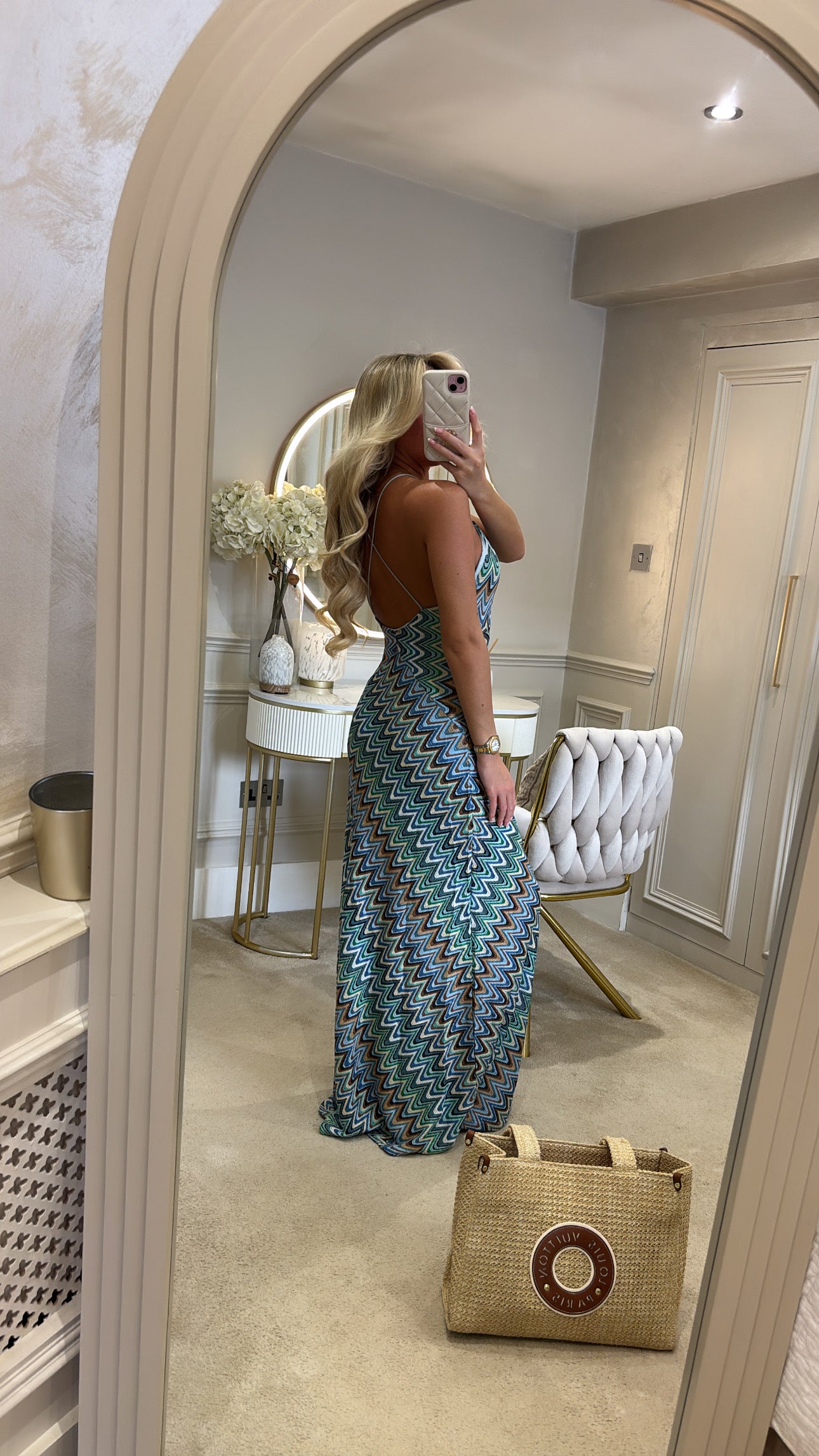 Zig zag backless maxi dress