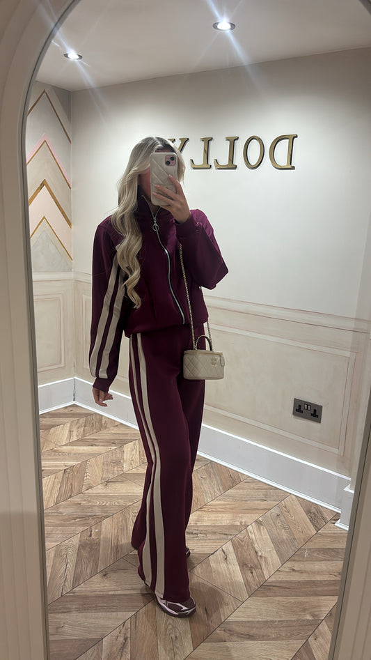 Stripe circle zip lounge set