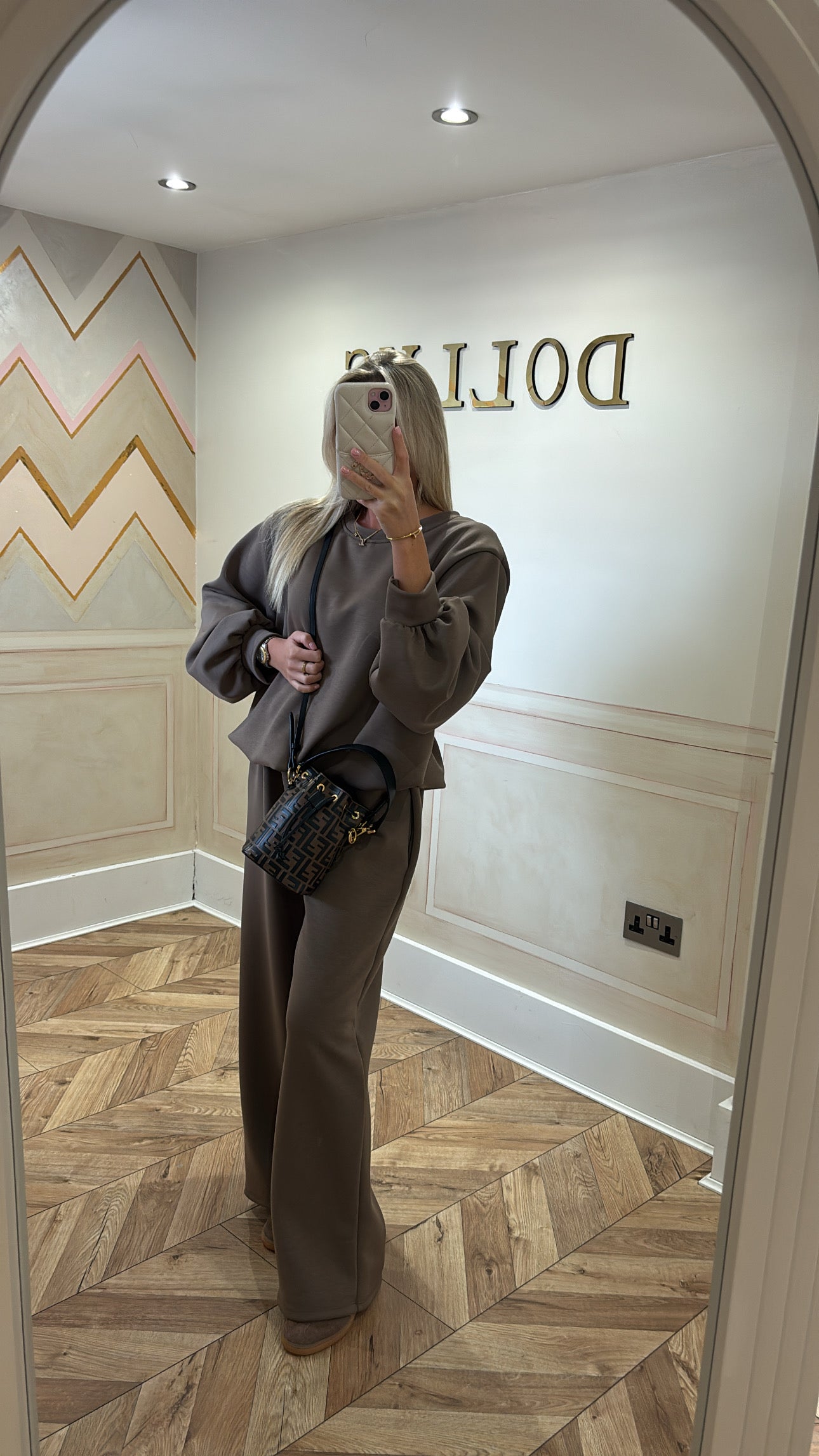 Ruched cuff flared lounge set