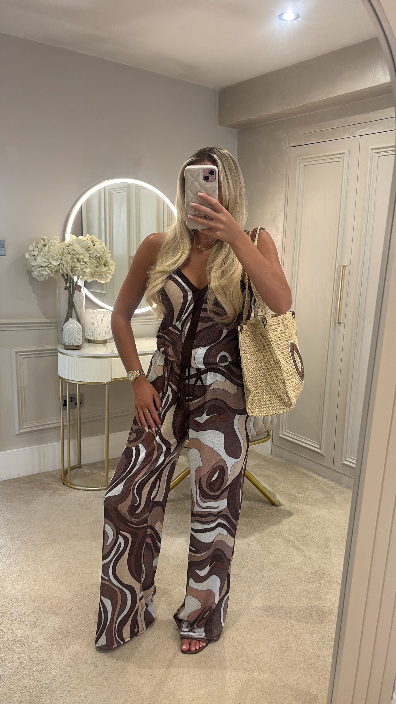 Glitter pucci vest trouser set
