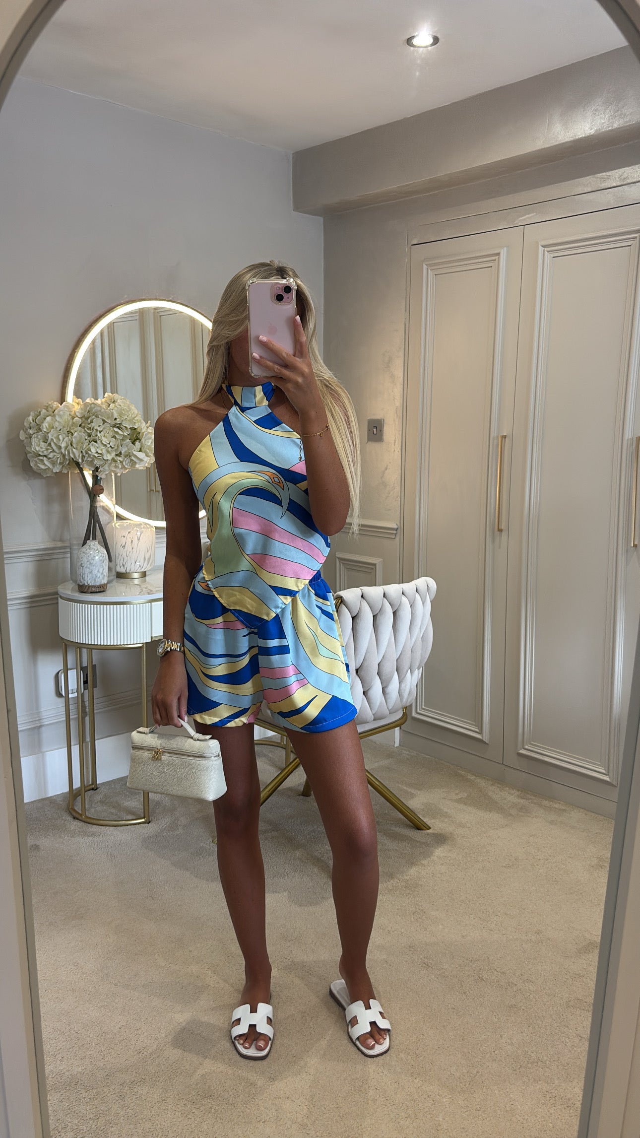 Silk halter neck short set