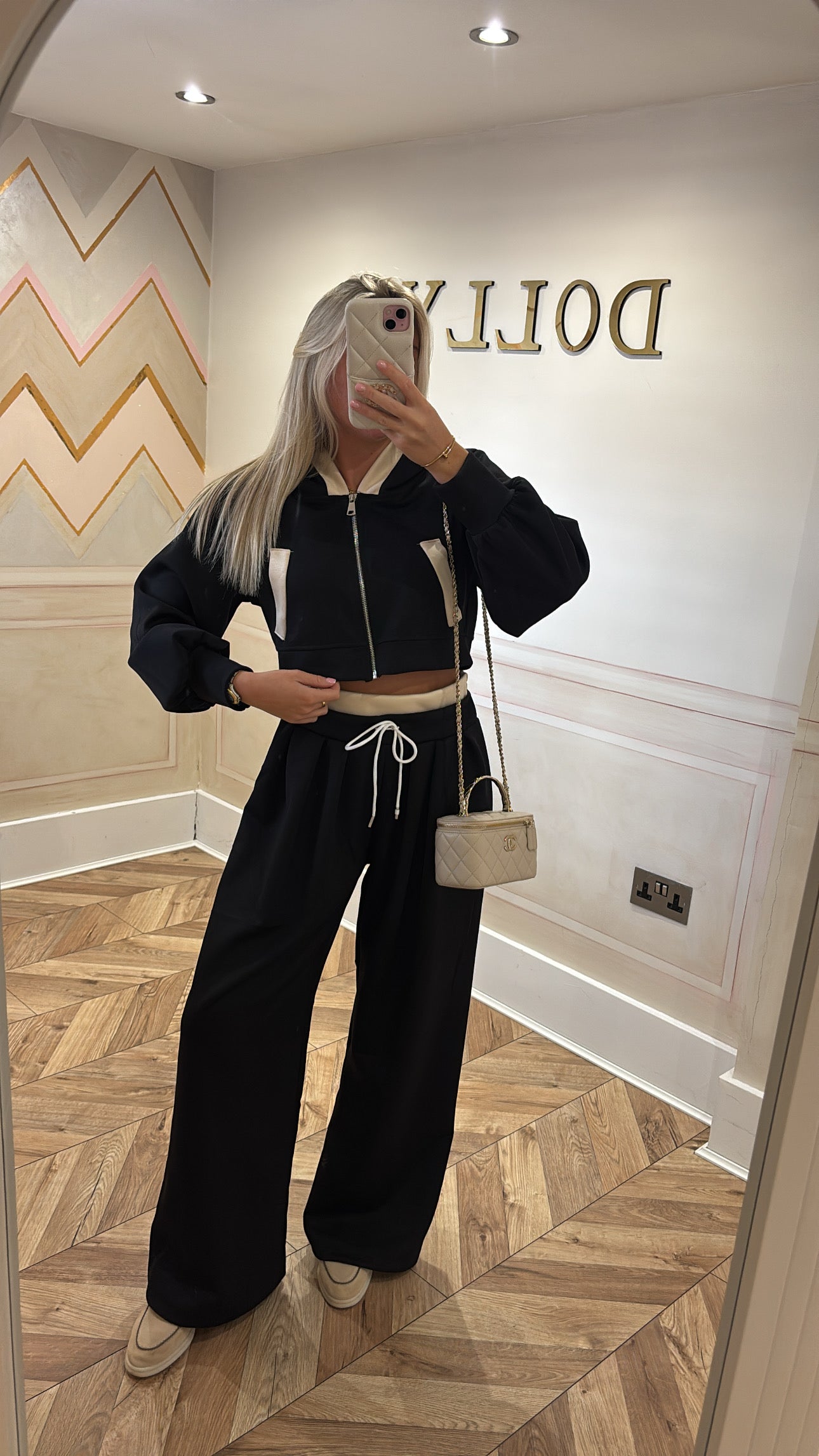 Hood pocket flared lounge set