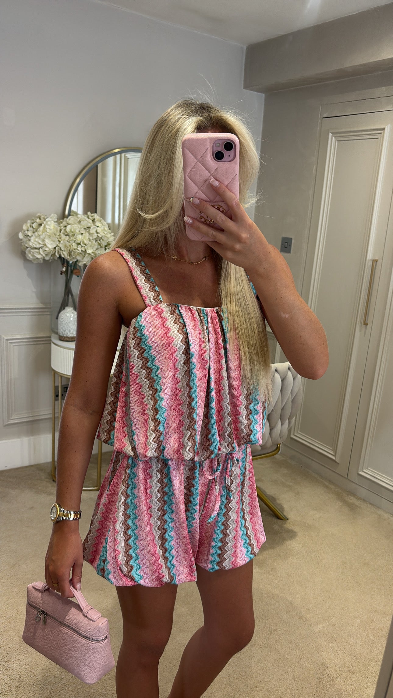 Zig zag puff ball short set