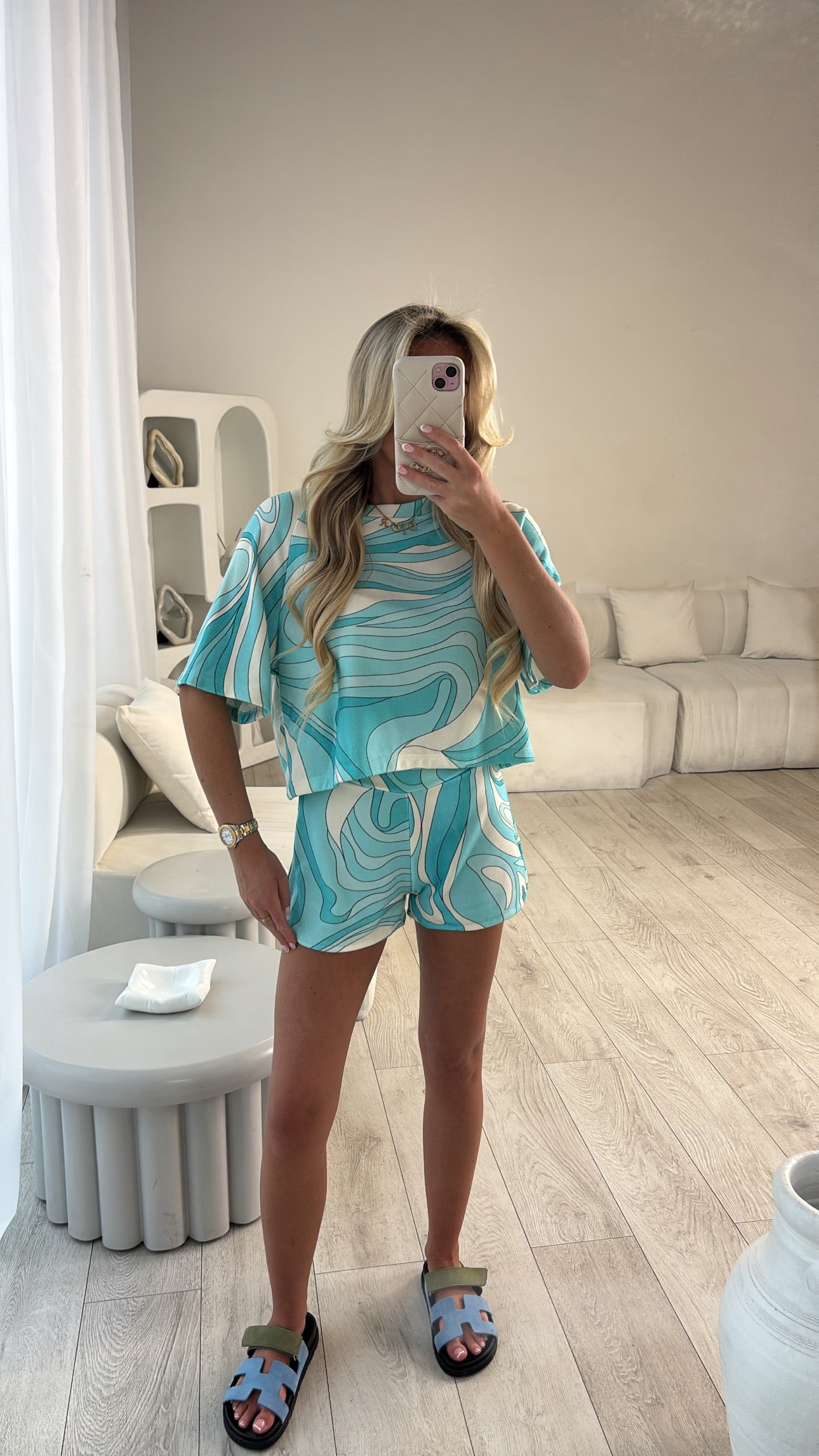 Towelling pucci short co-ord