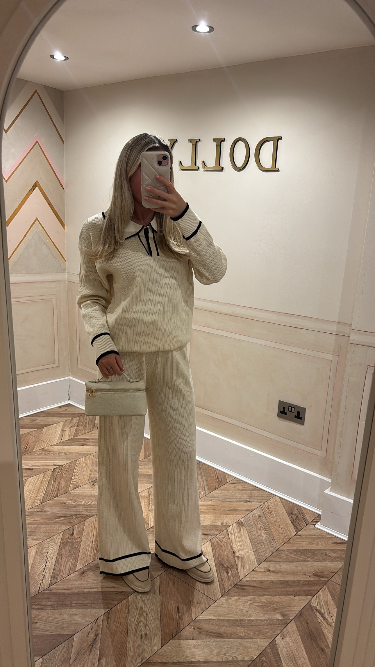 Stripe flared lounge set