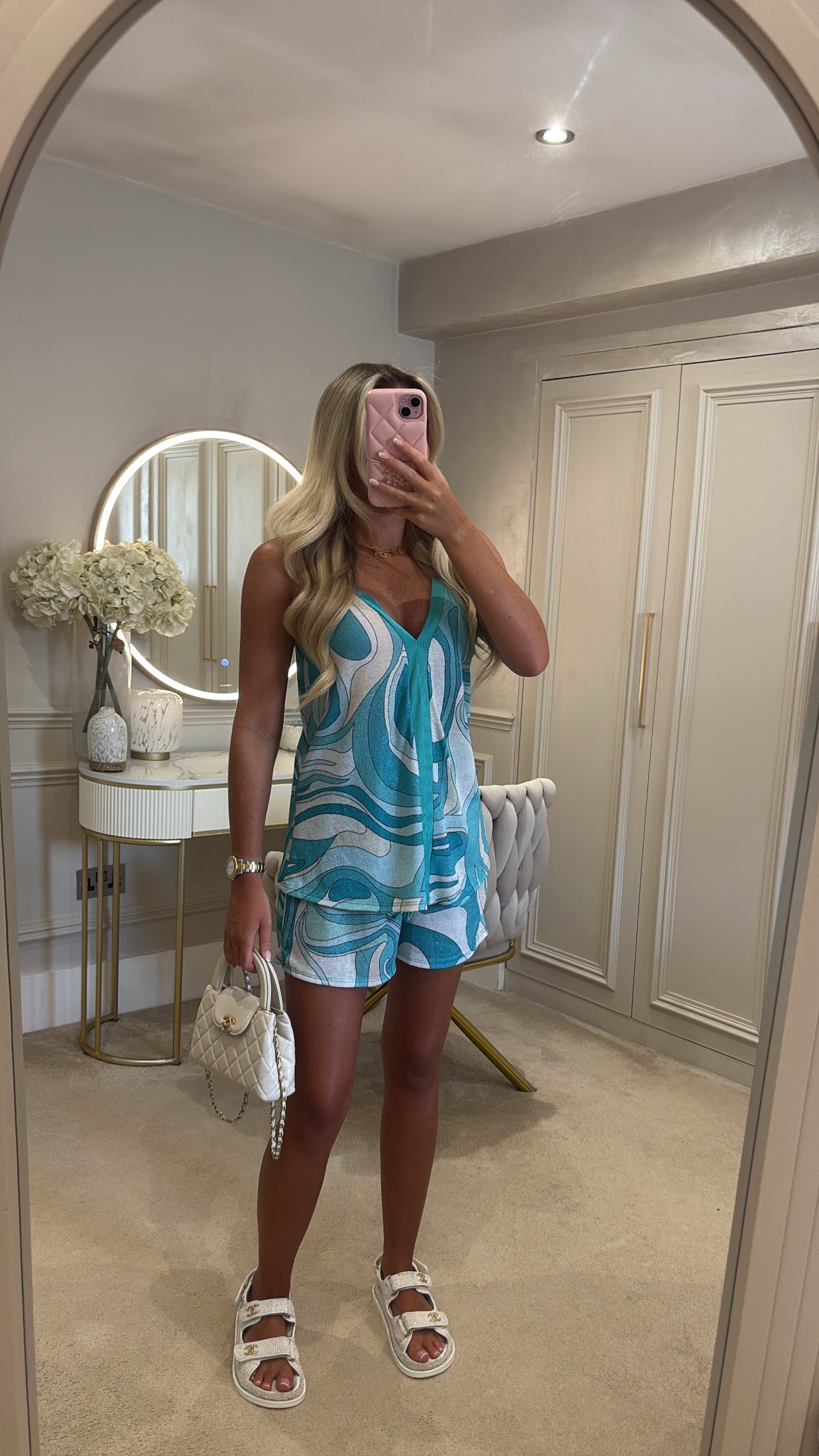 Pucci glitter vest short set
