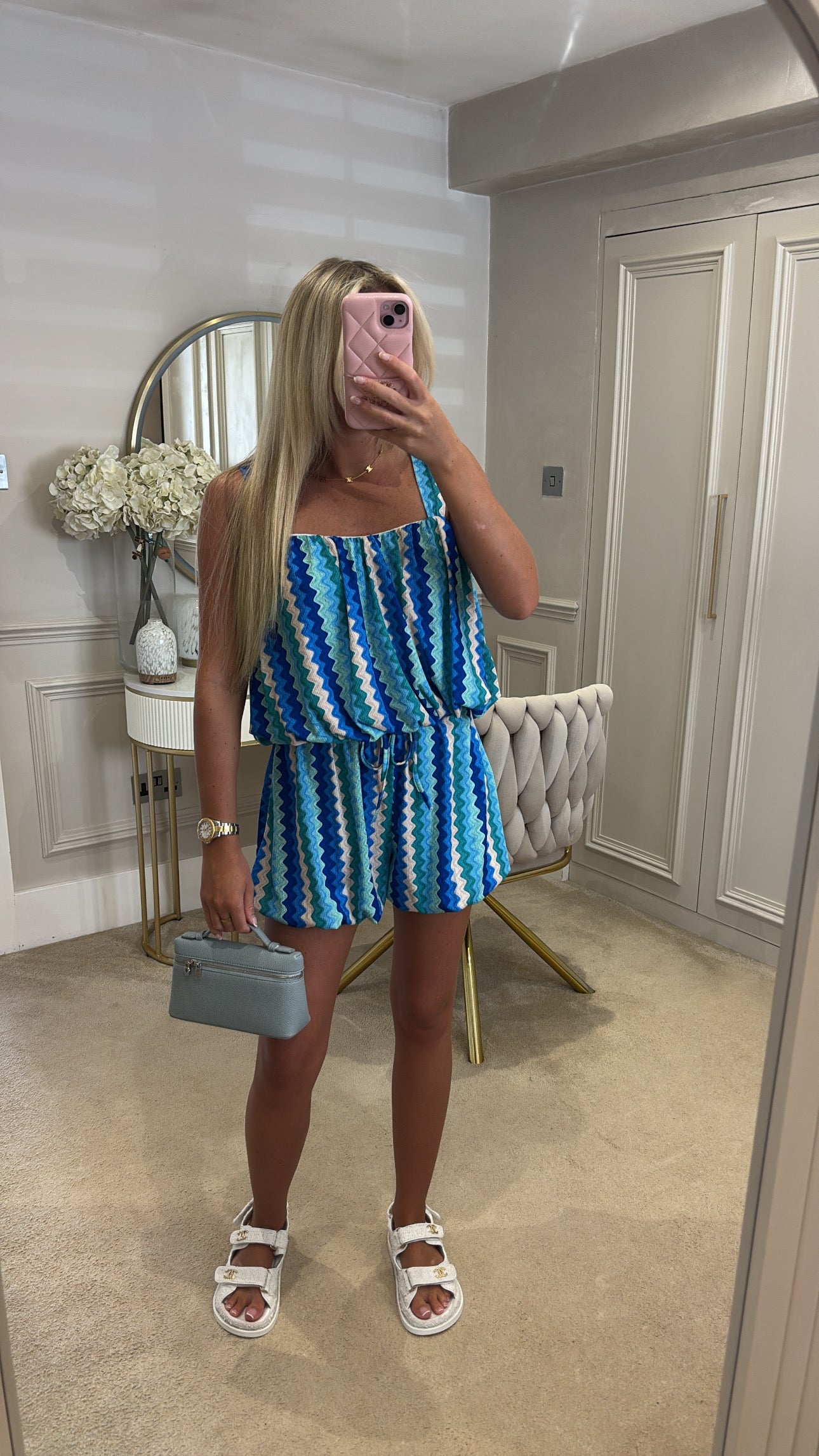 Zig zag puff ball short set