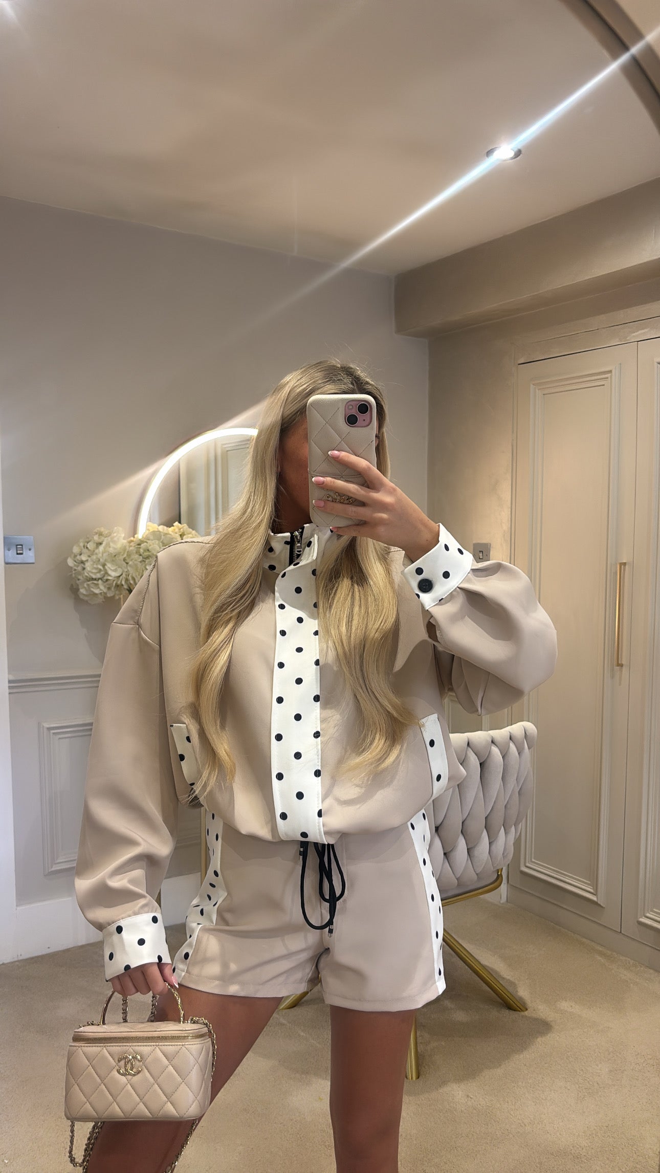 Polkadot trim jacket set