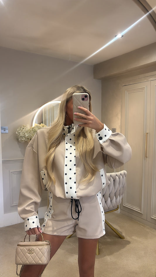 Polkadot trim jacket set