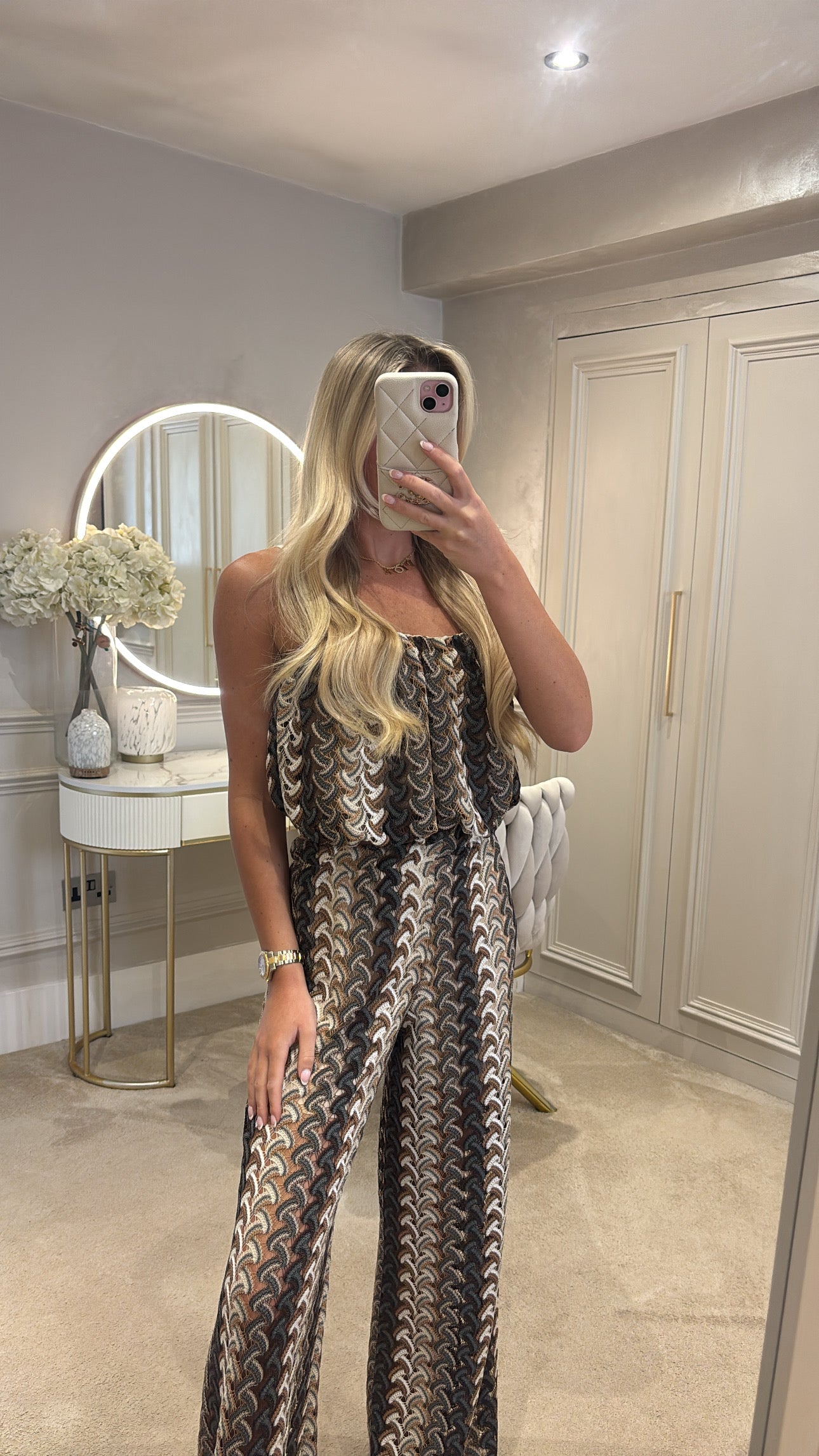 Pattern puff ball trouser co-ord