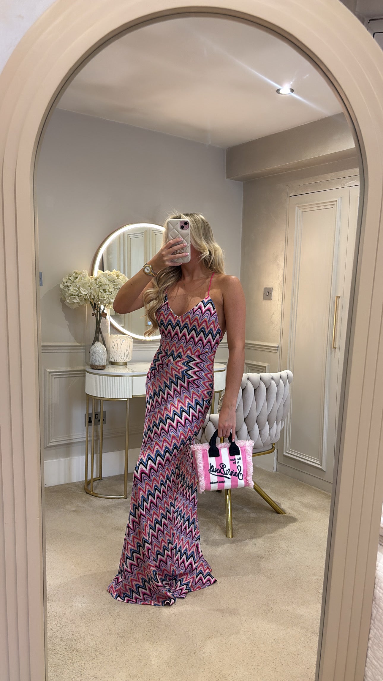 Zig zag backless maxi dress