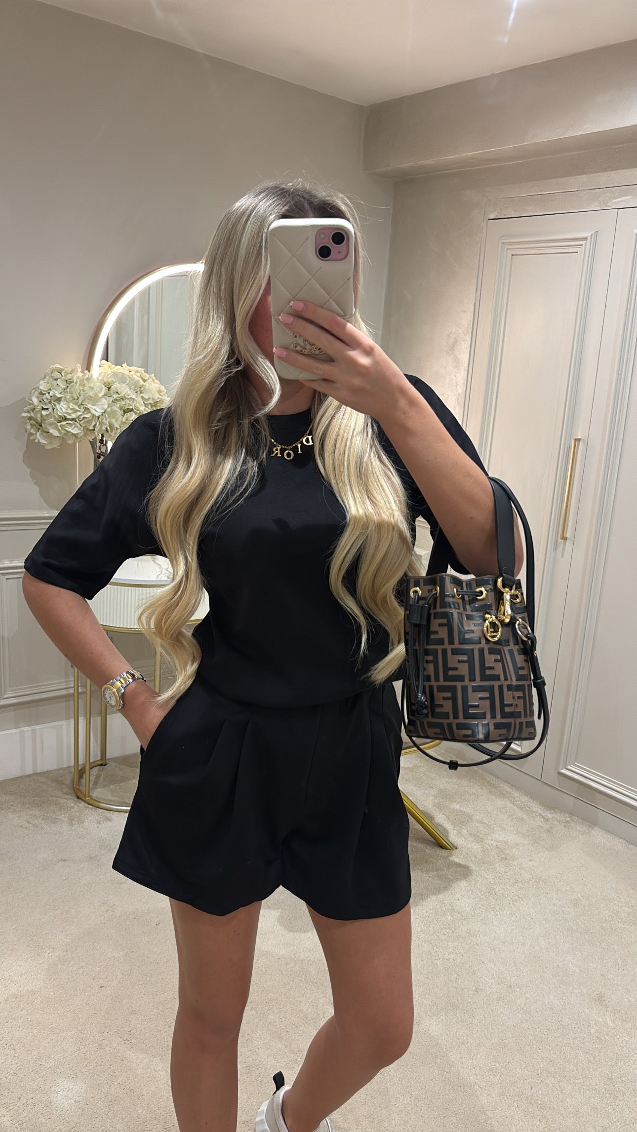 Pleated basic short set ￼