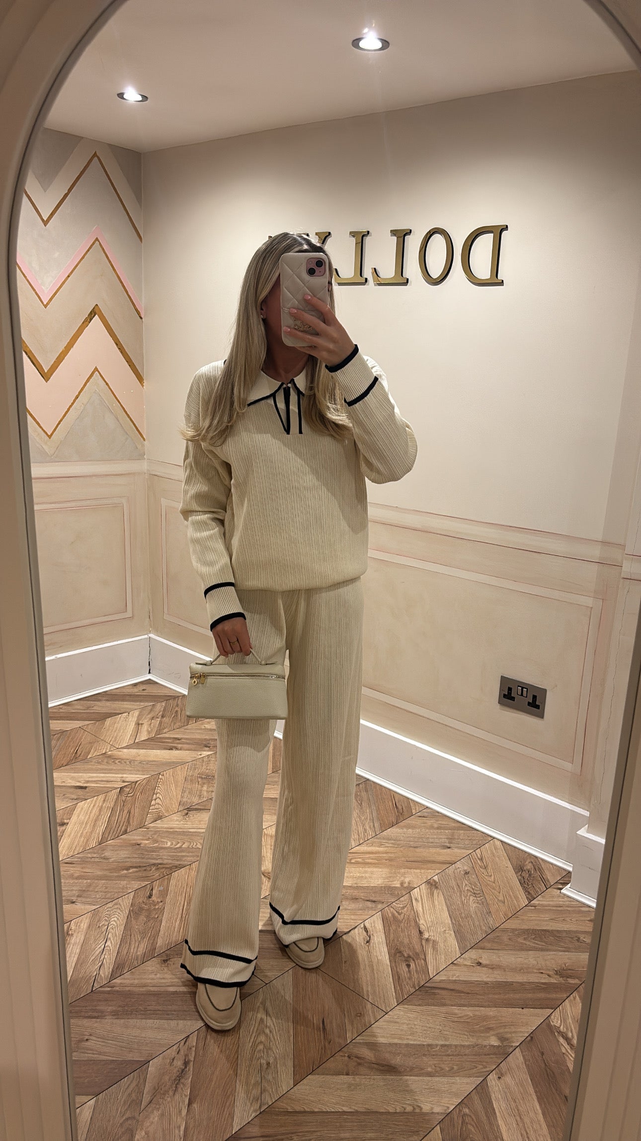 Stripe flared lounge set