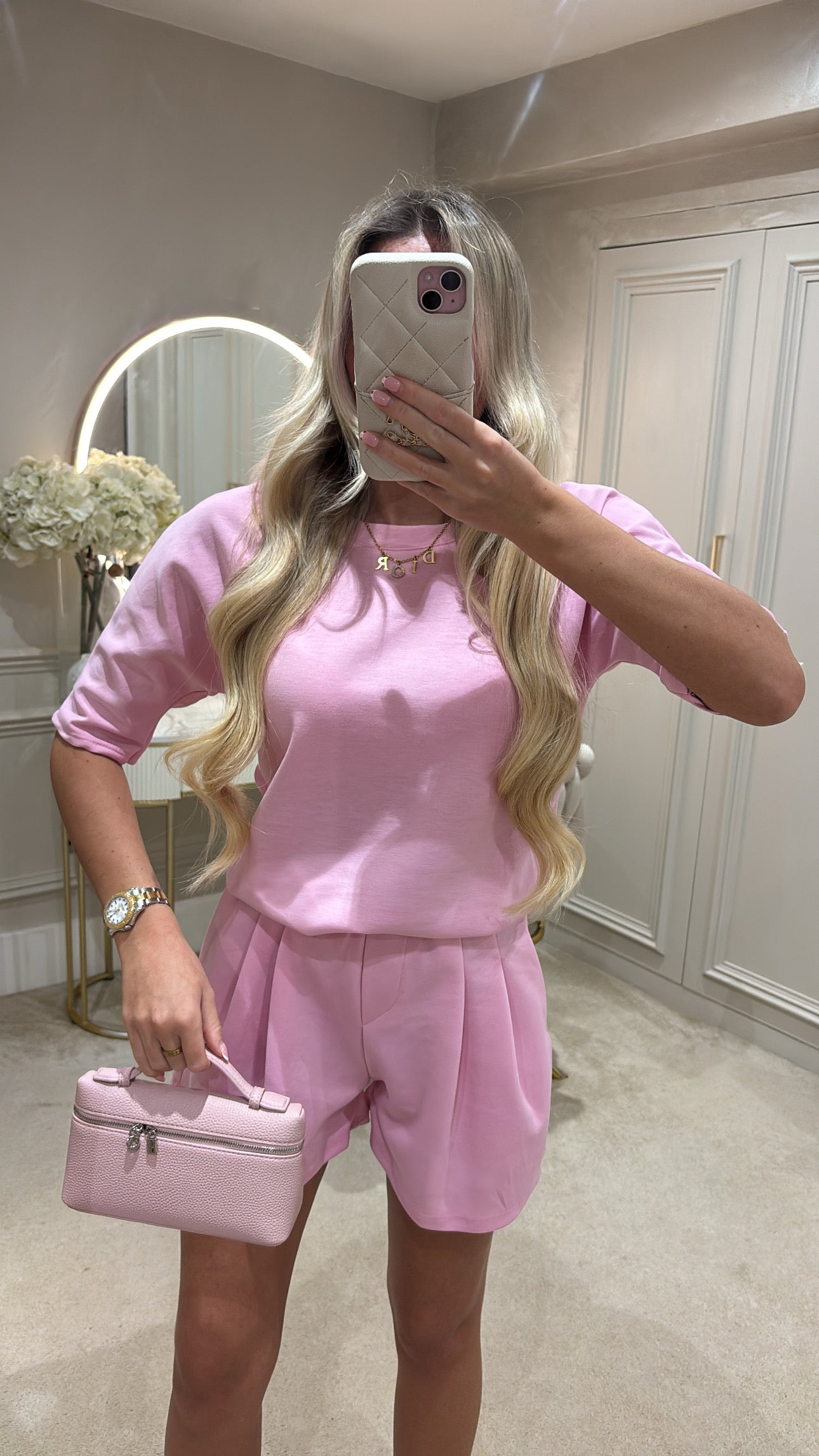 Pleated basic short set ￼