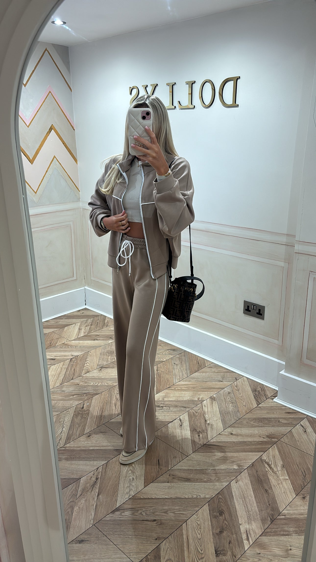 Stripe jacket flared lounge set