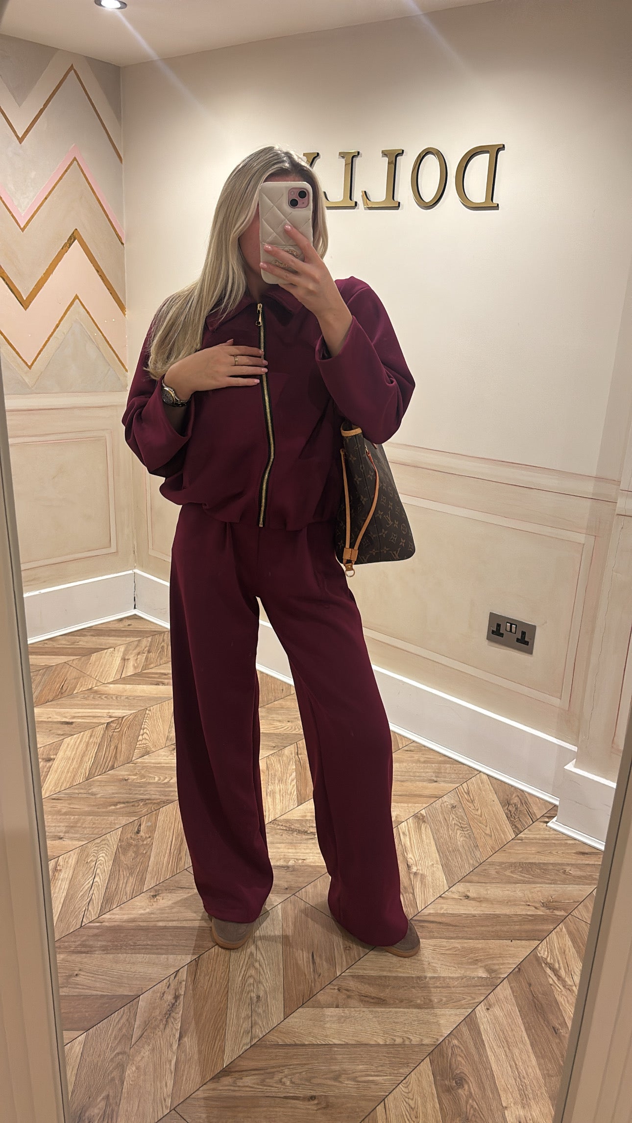 Gold zip jacket lounge set