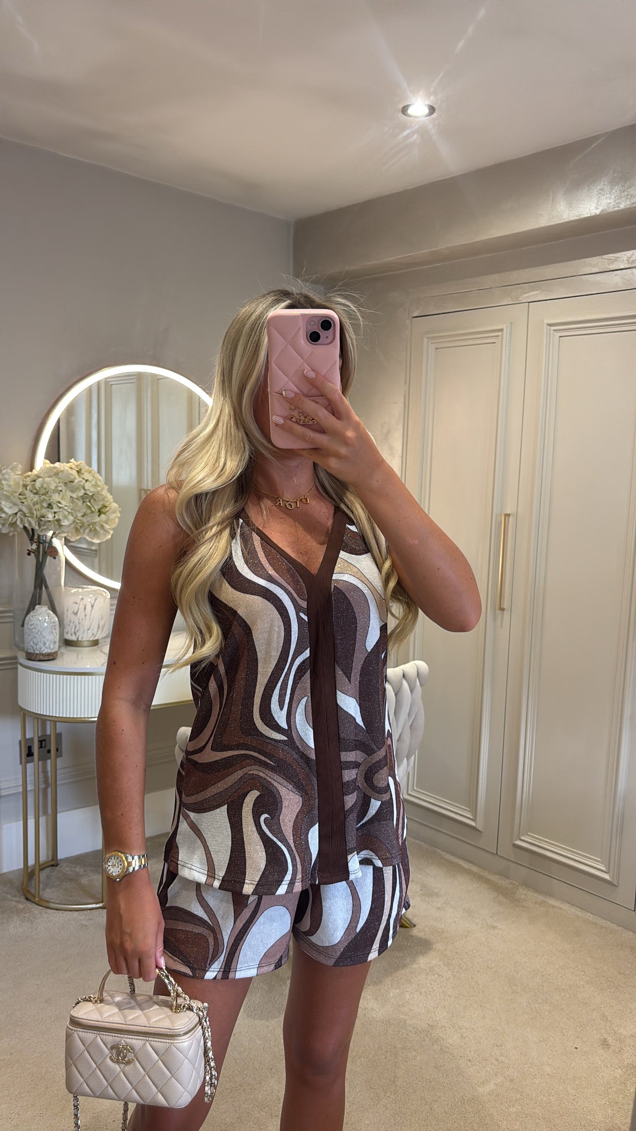 Pucci glitter vest short set