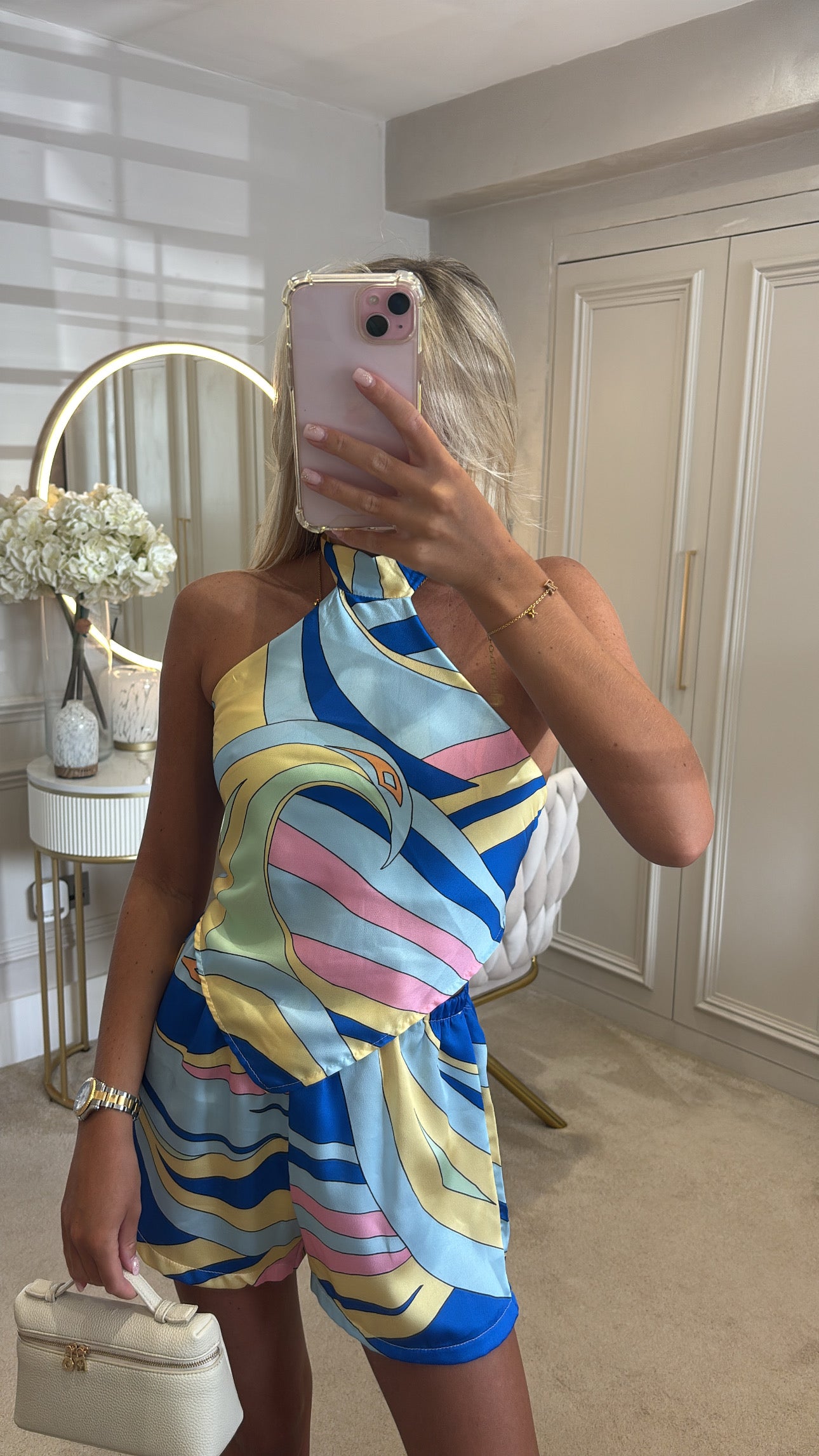 Silk halter neck short set