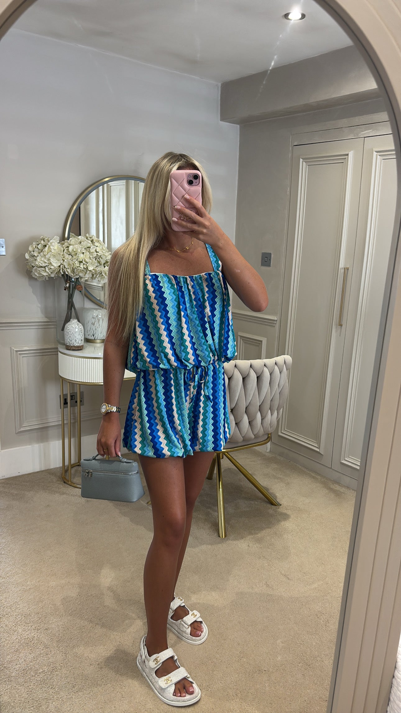 Zig zag puff ball short set
