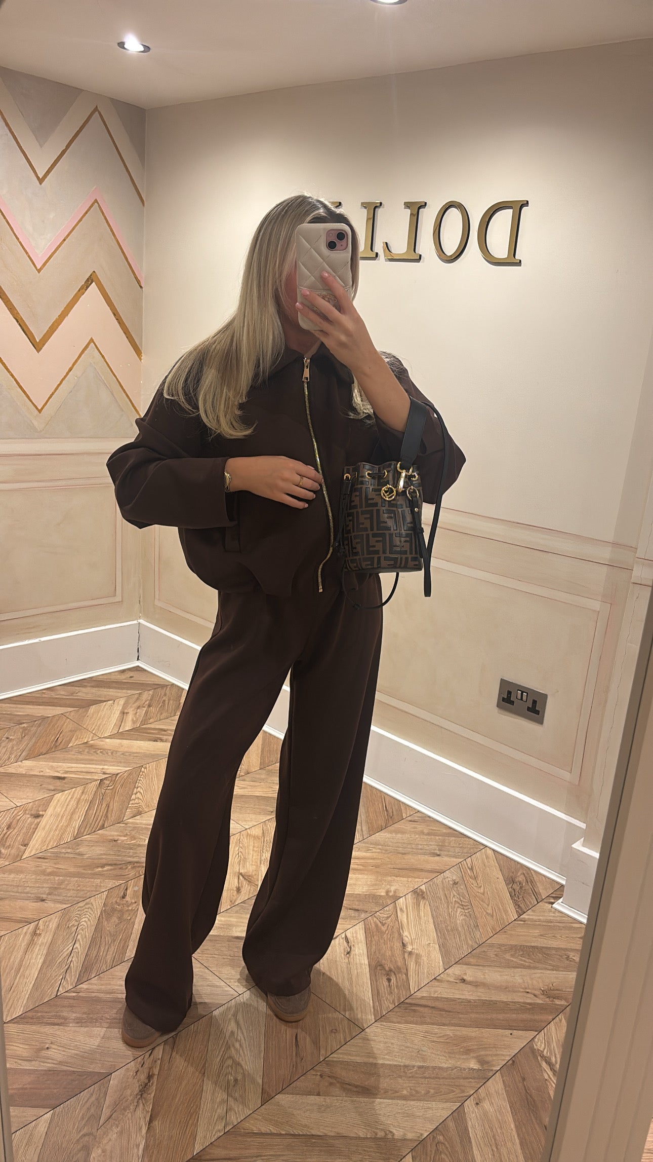 Gold zip jacket lounge set