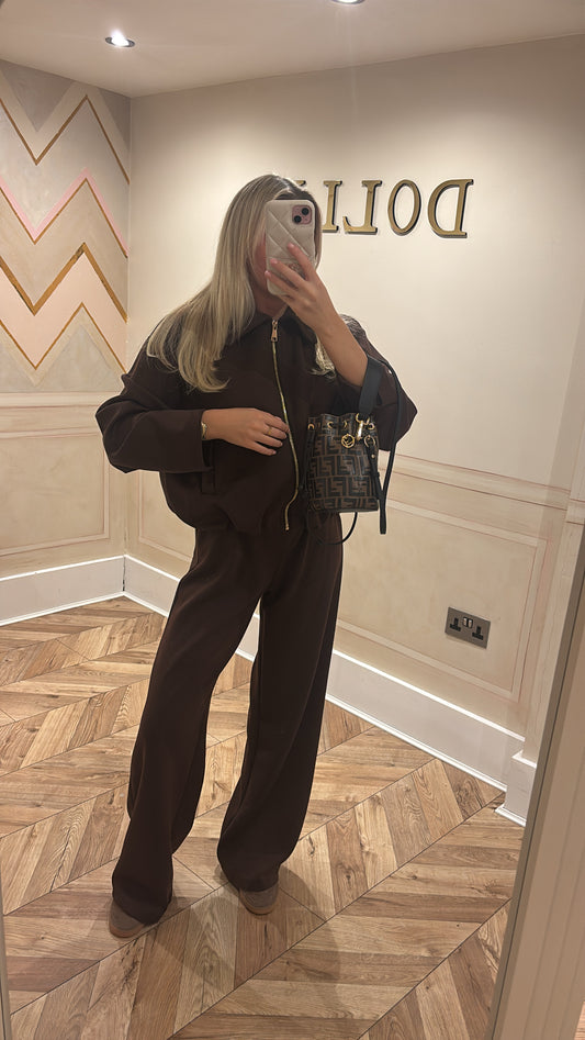 Gold zip jacket lounge set