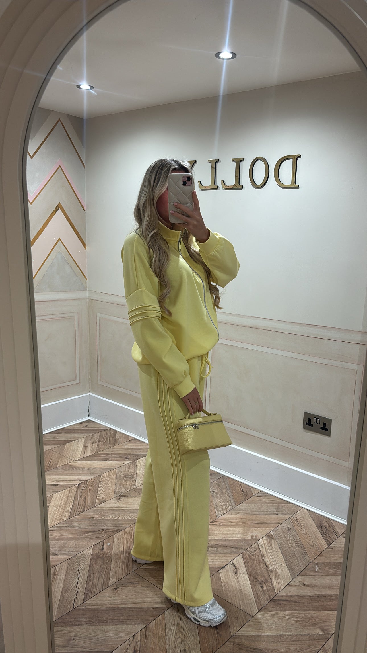 Gold glitter trim lounge set