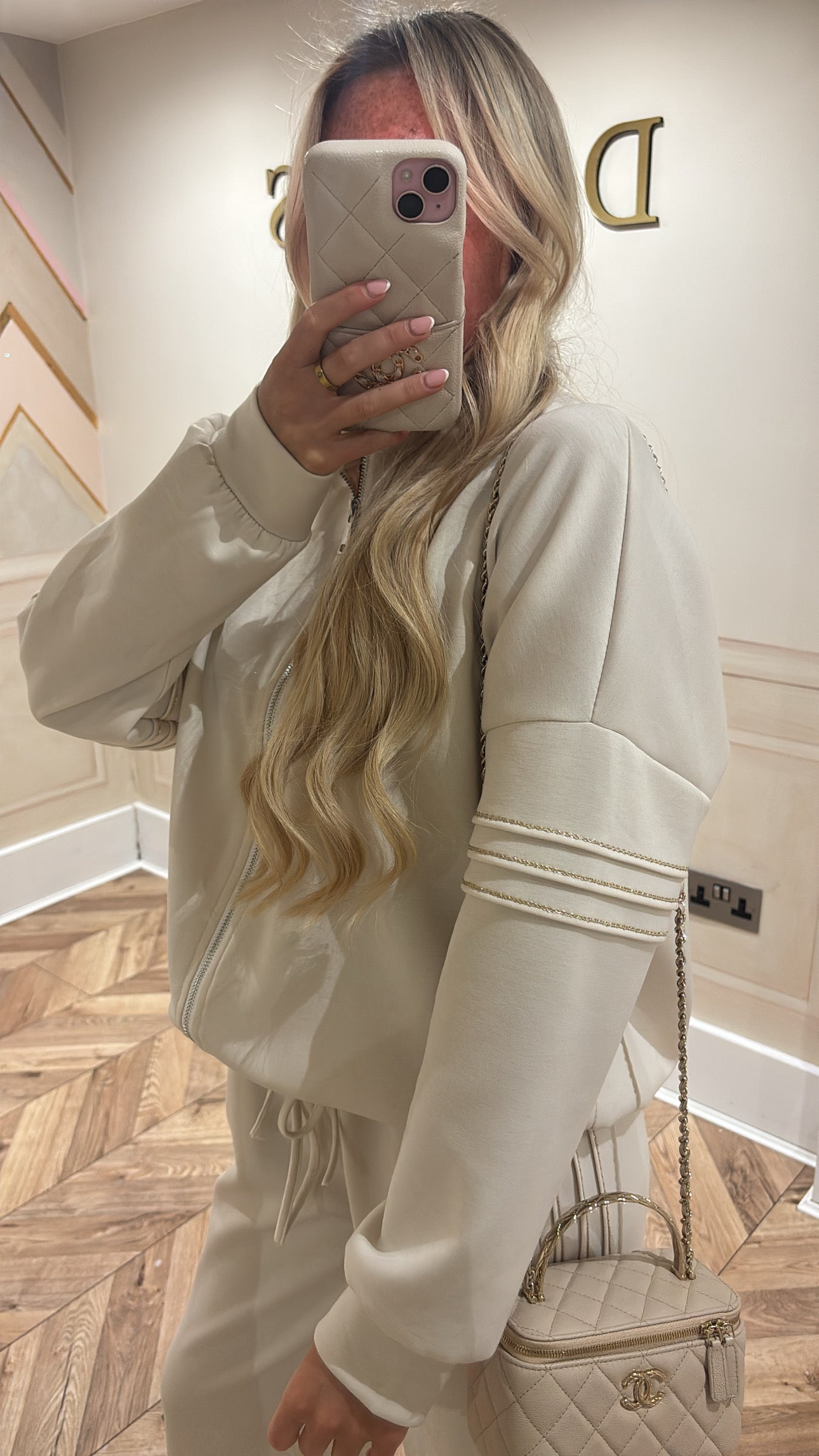 Gold glitter trim lounge set