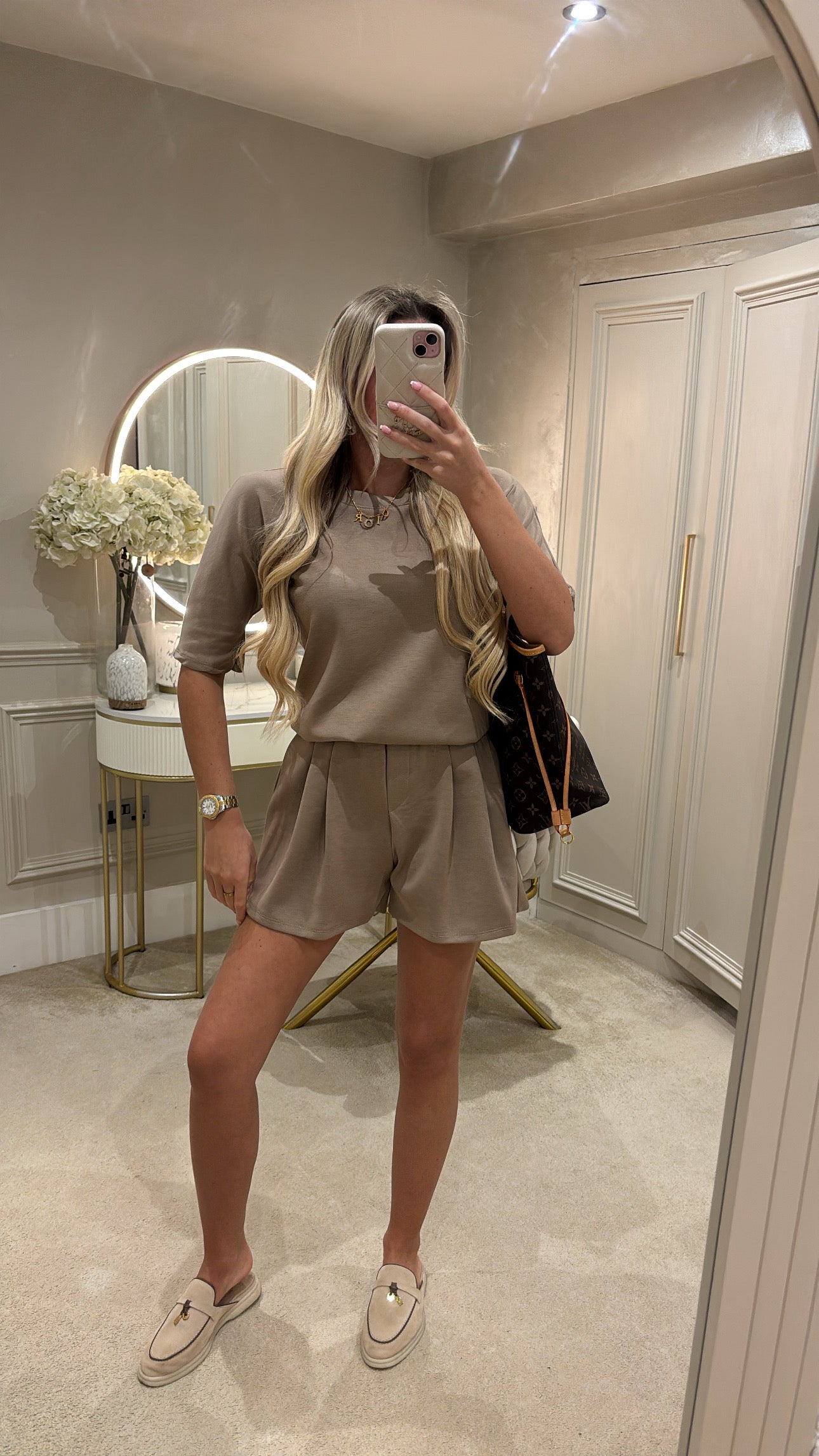 Pleated basic short set ￼