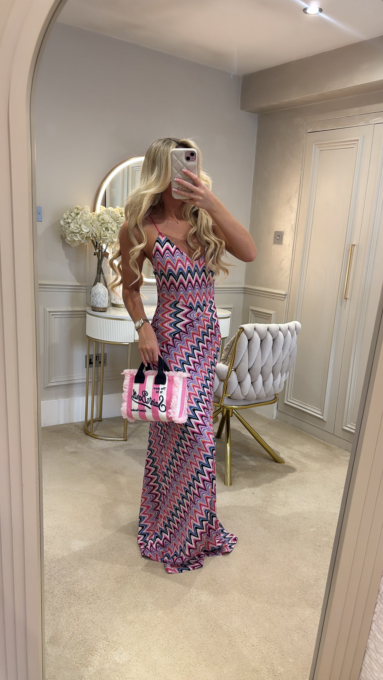 Zig zag backless maxi dress