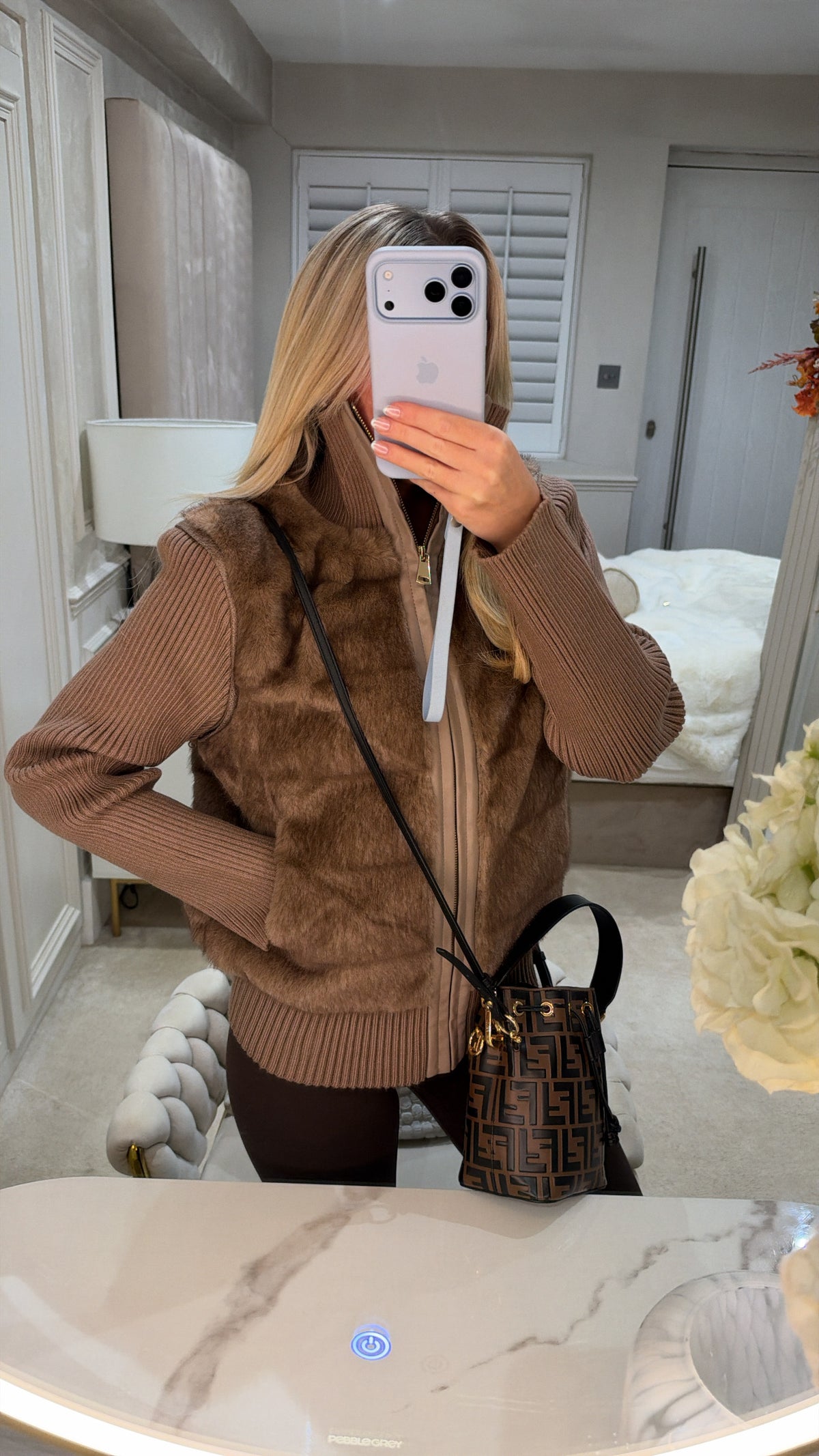 Fur gold zip cardigans