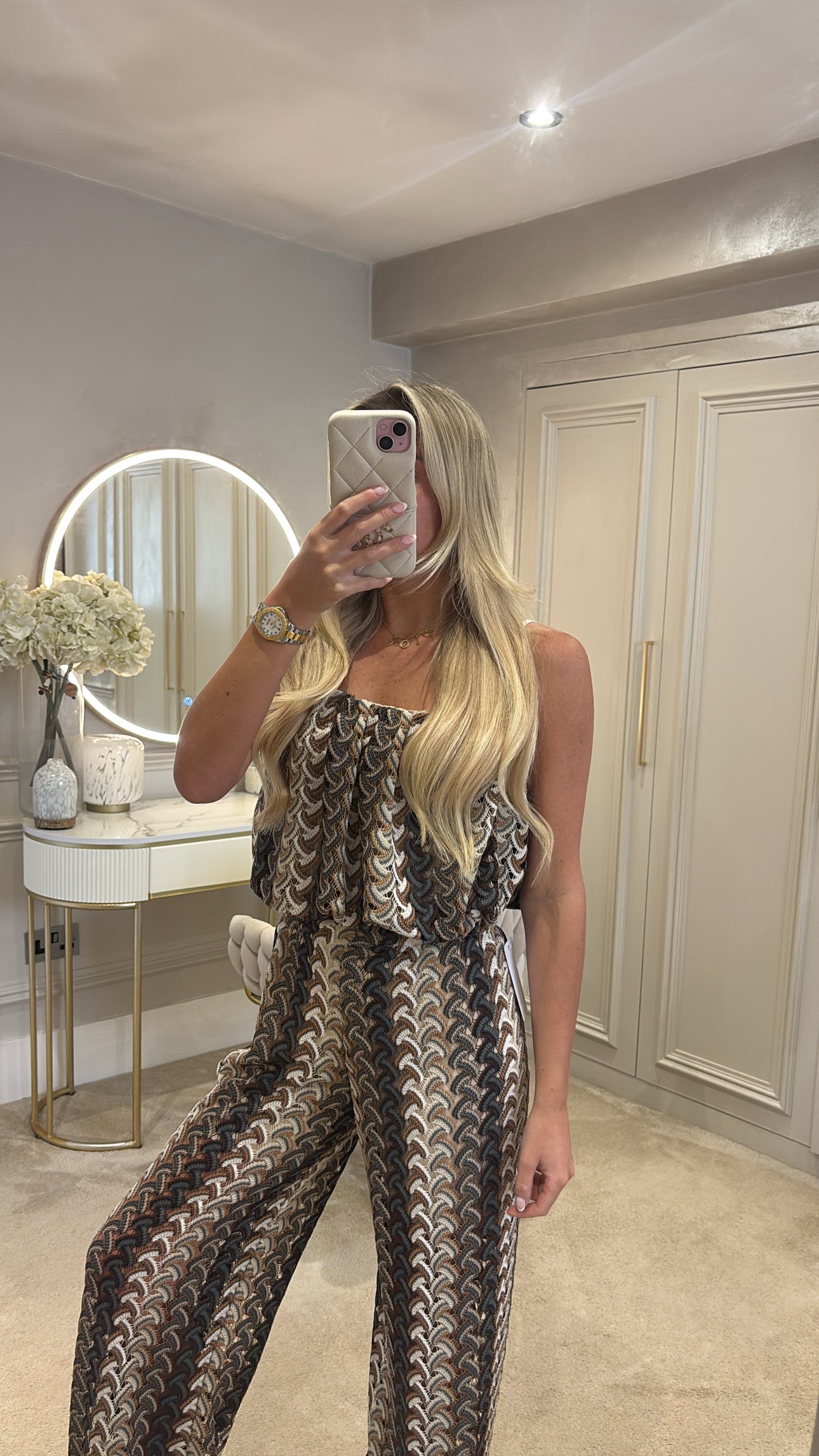 Pattern puff ball trouser co-ord