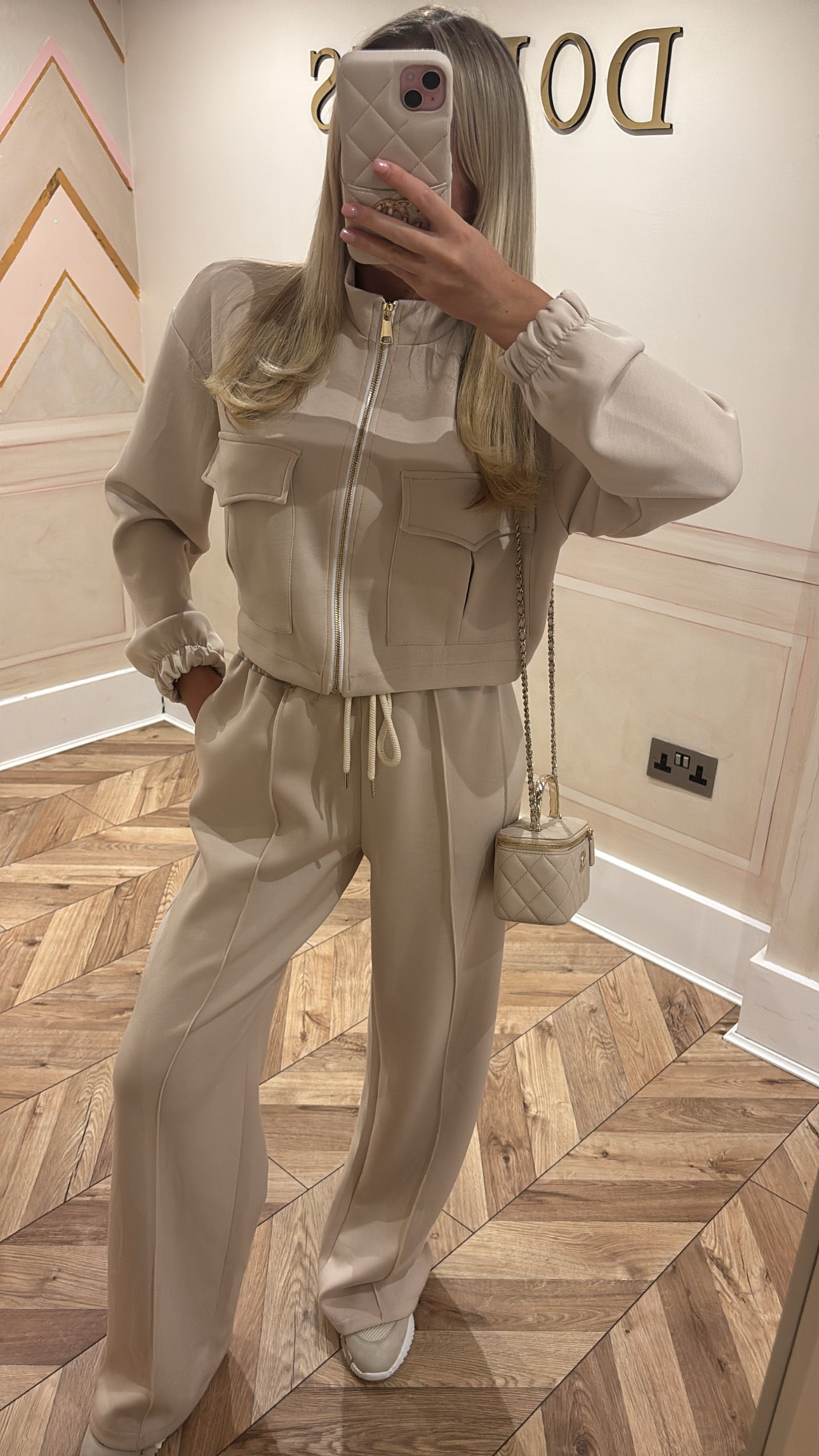 Pocket gold zip lounge set