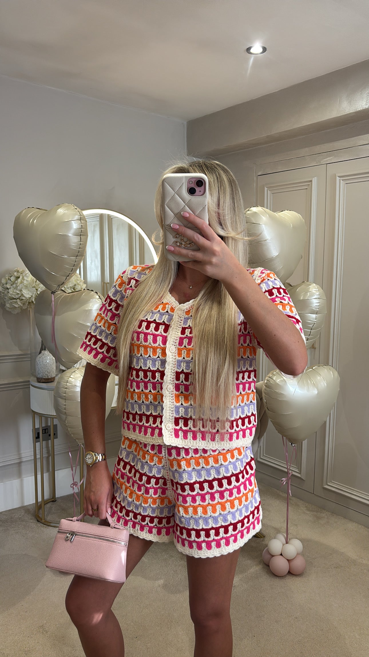 Crocheted pattern short set