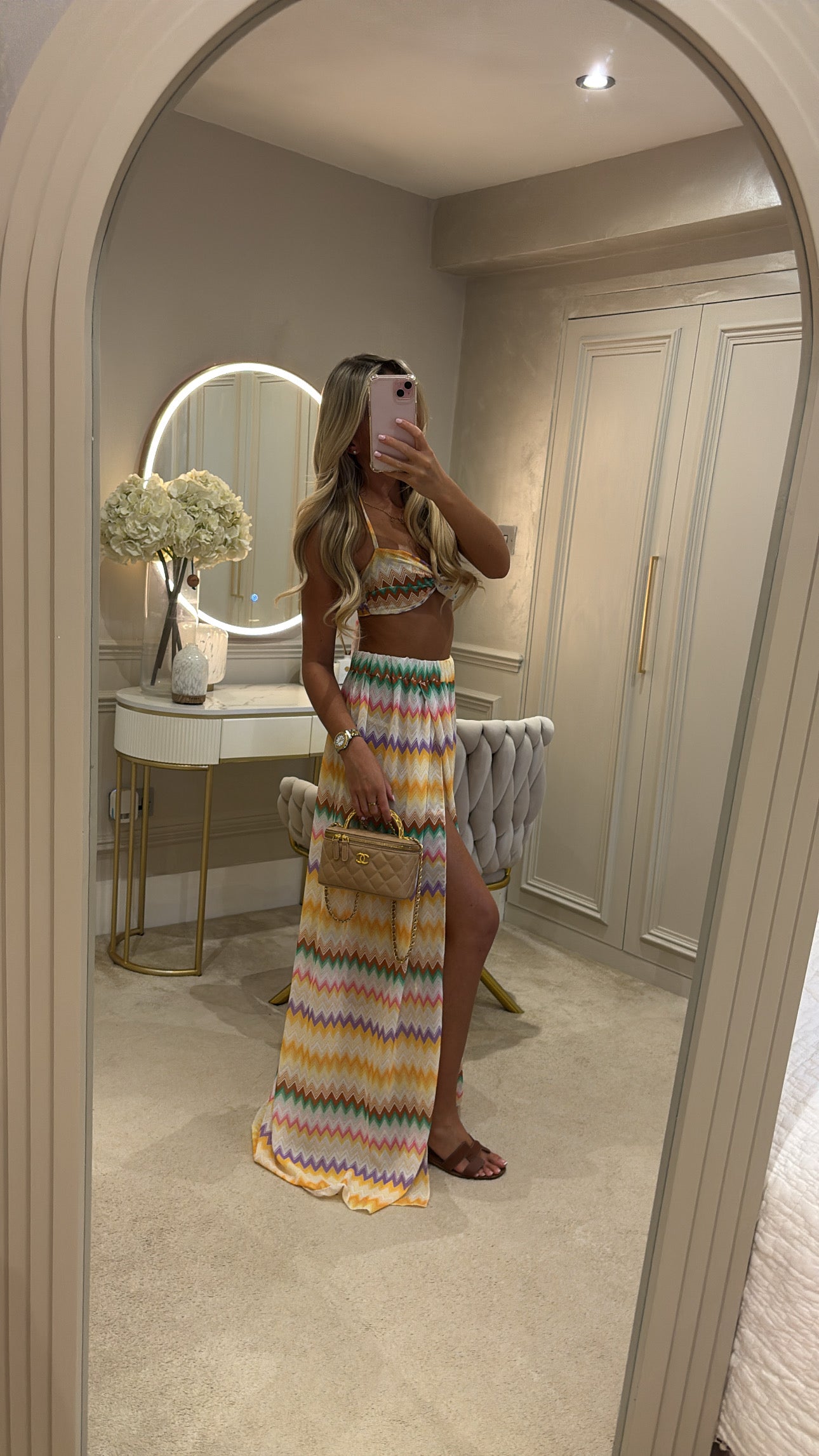 Zig zag tie up maxi co-ord