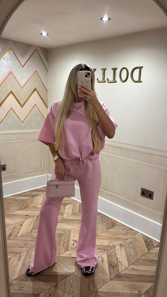 Short sleeve ruched lounge set