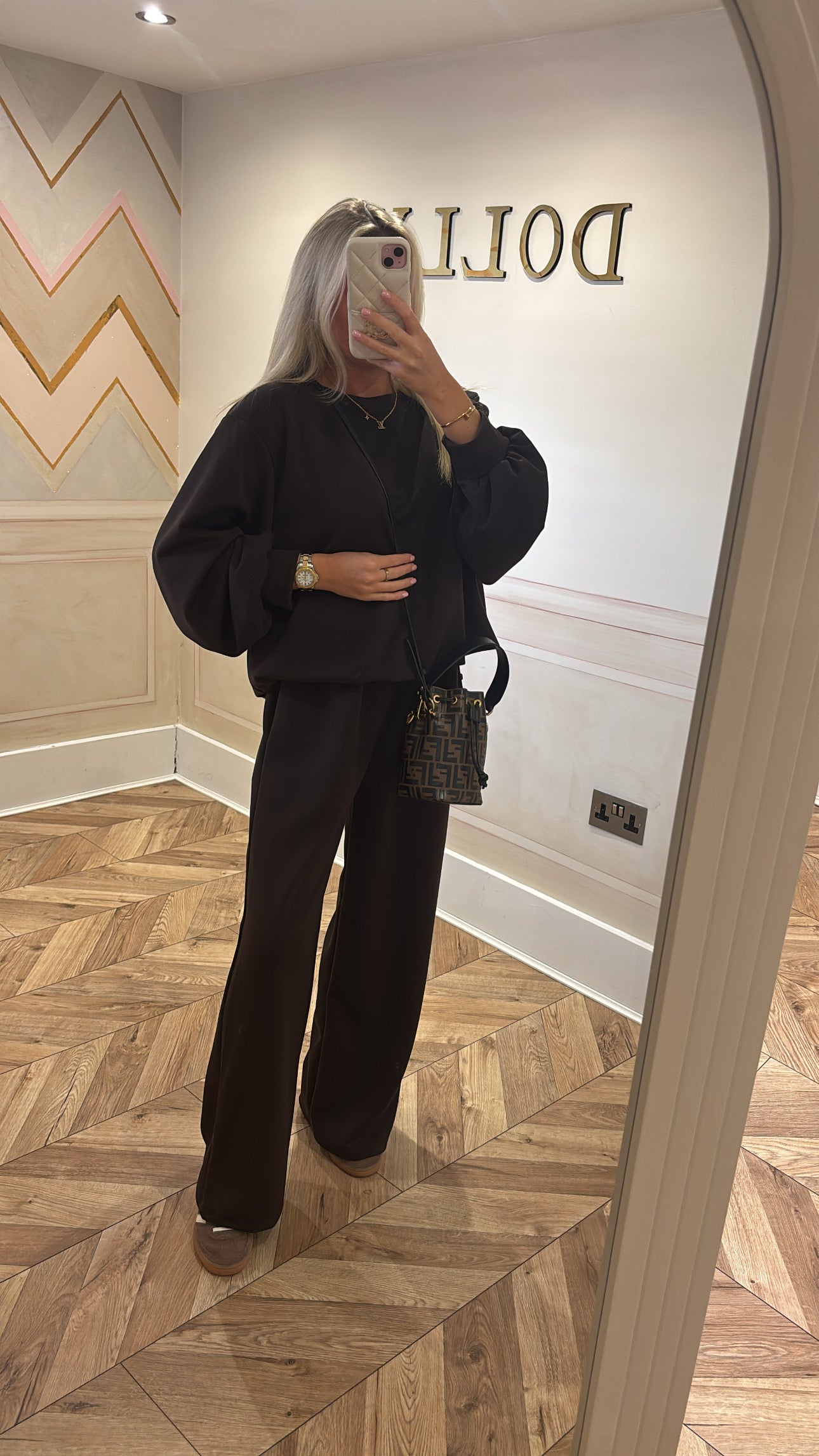 Ruched cuff flared lounge set