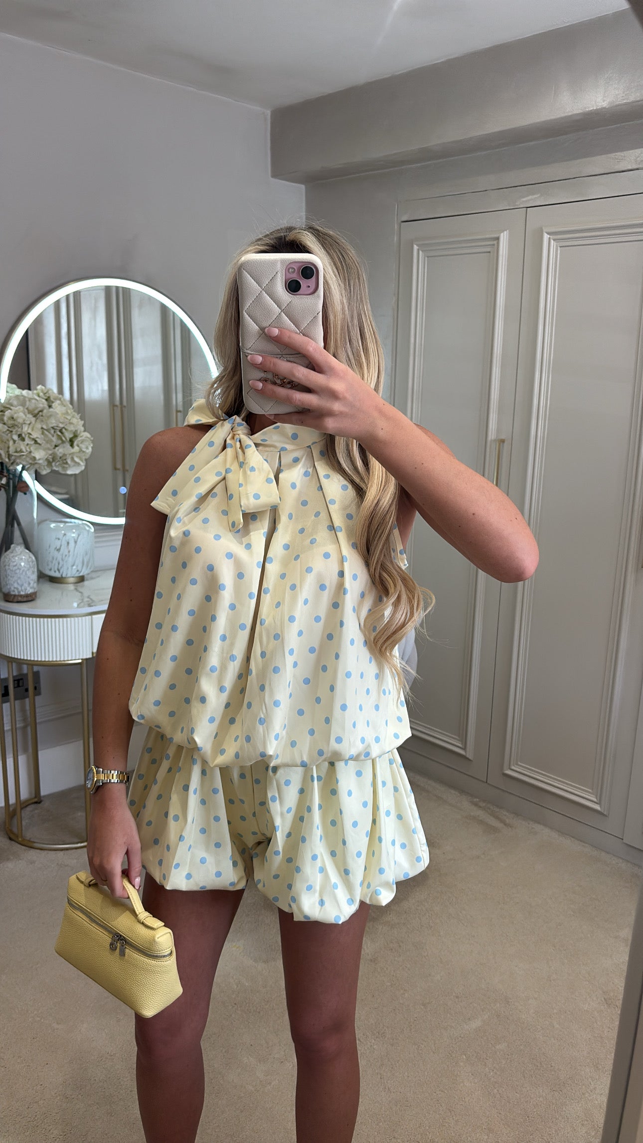 Polkadot bow balloon short co-ord