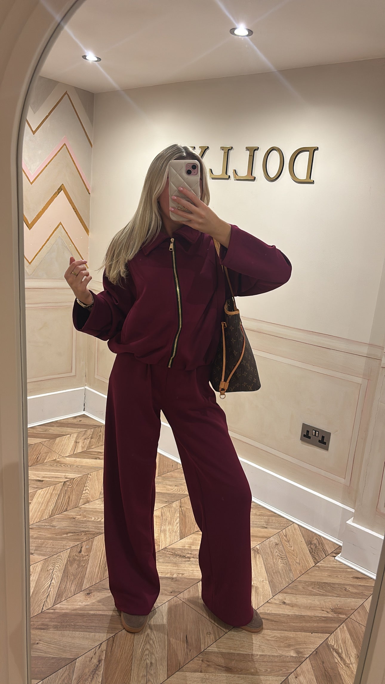 Gold zip jacket lounge set