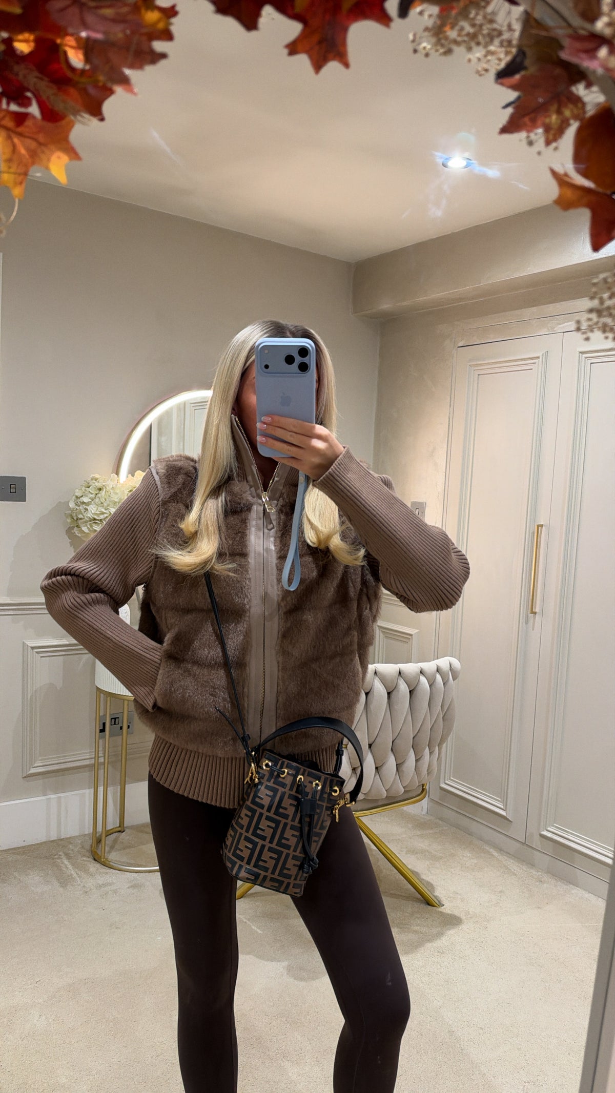 Fur gold zip cardigans