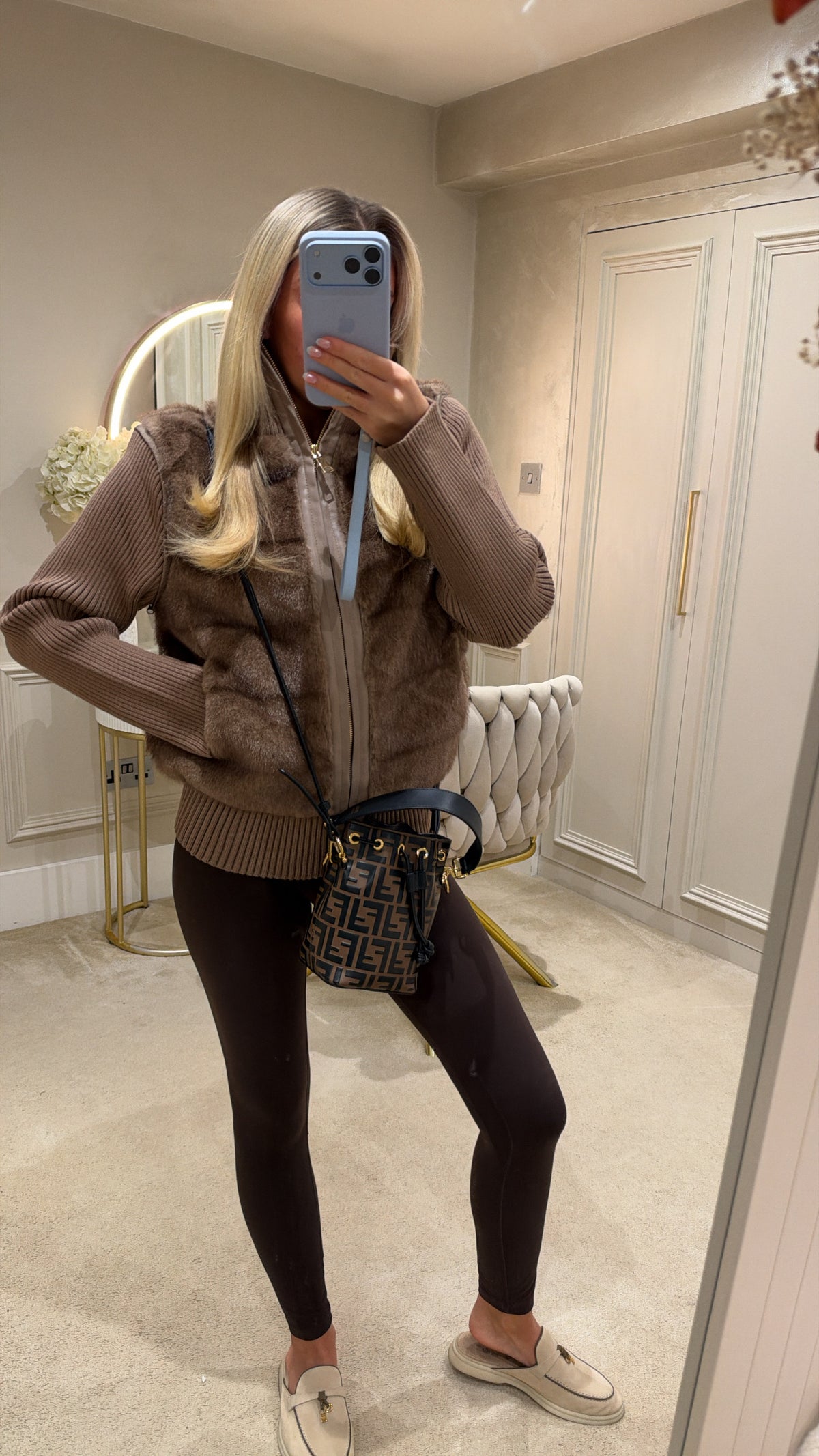 Fur gold zip cardigans