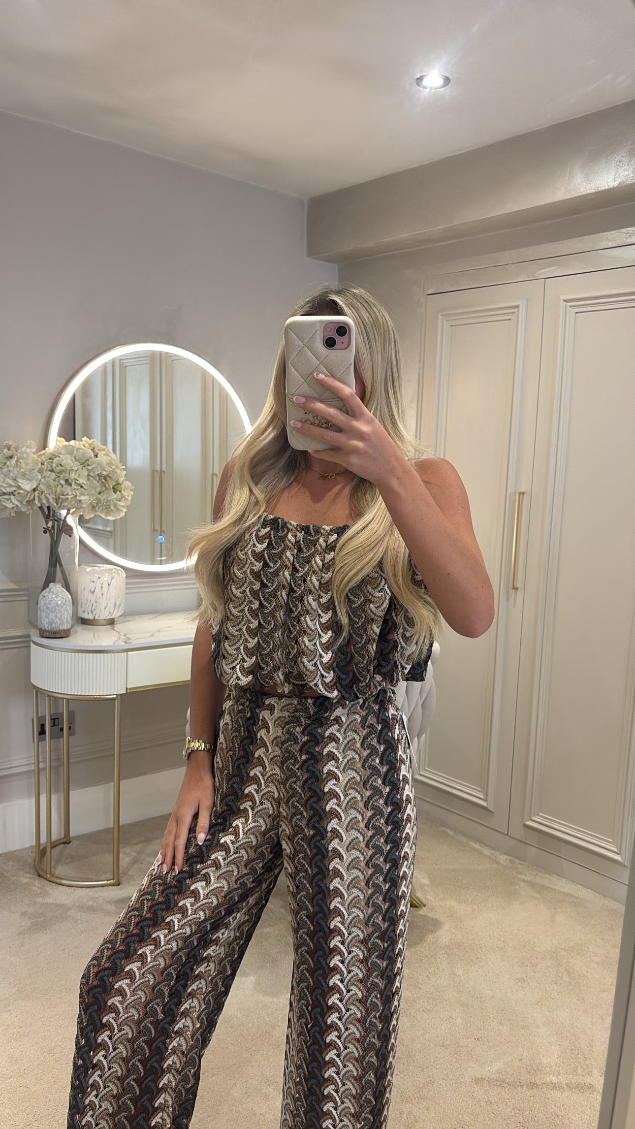 Pattern puff ball trouser co-ord