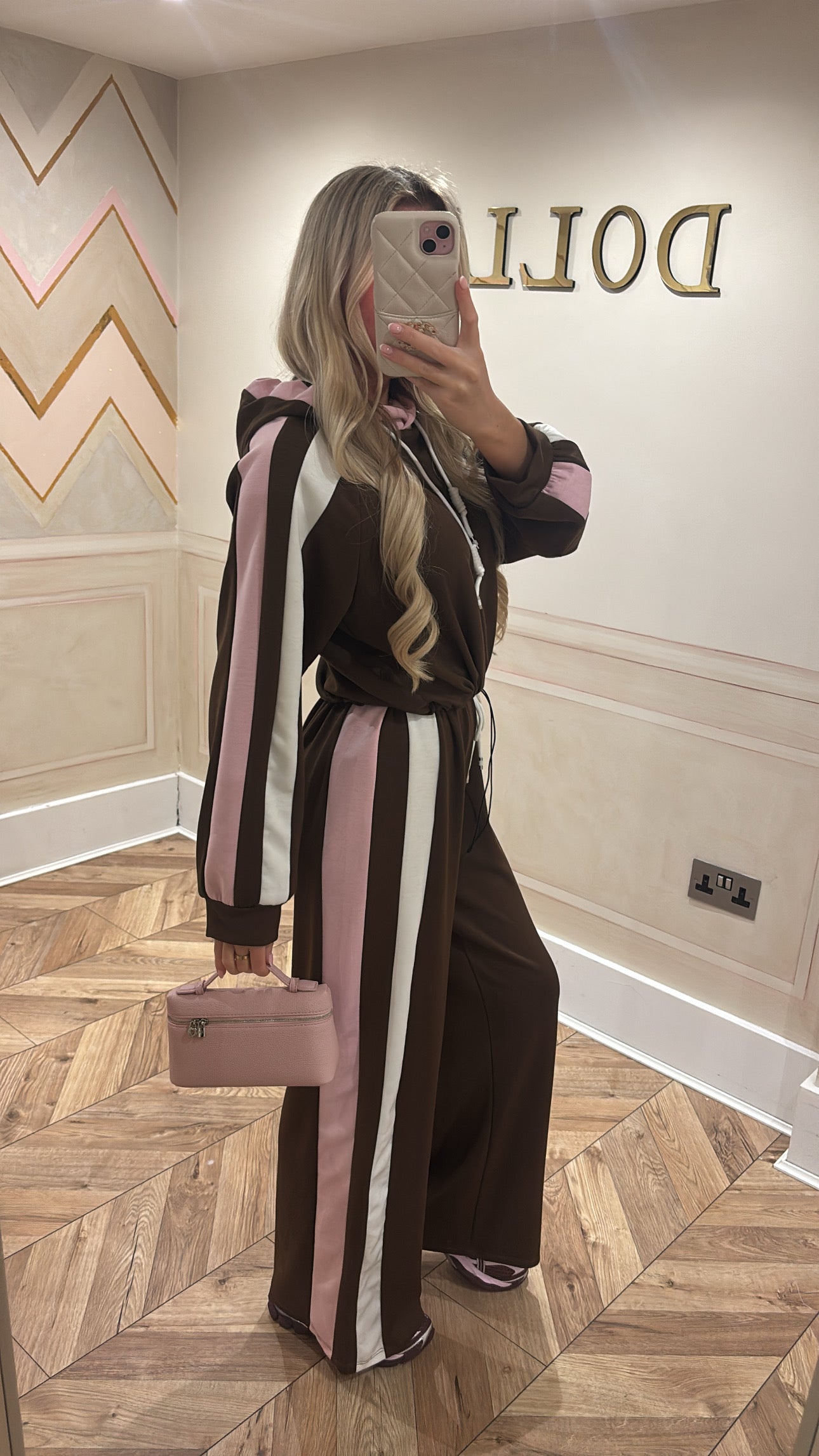 Stripe drawstring lounge set