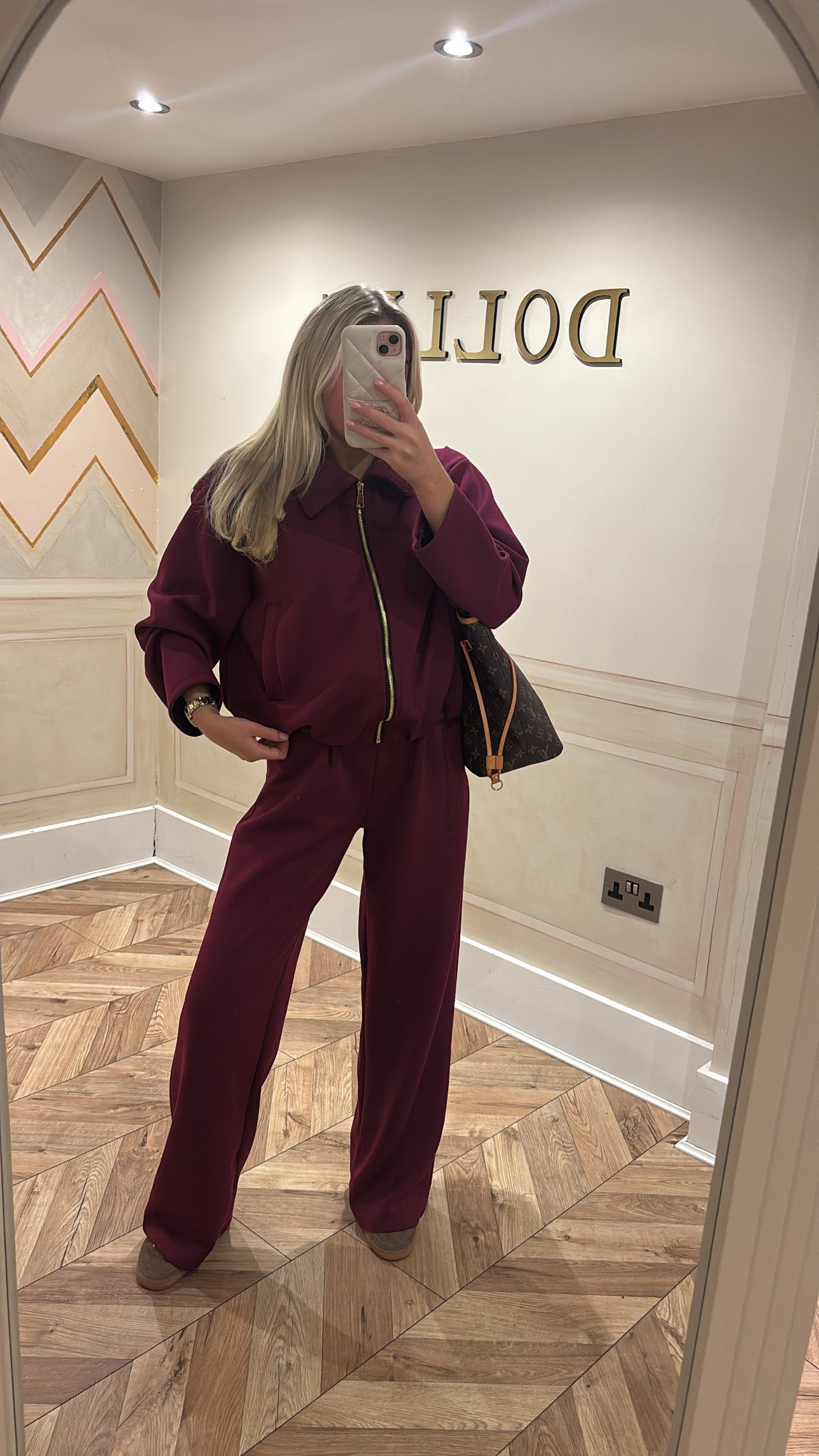 Gold zip jacket lounge set
