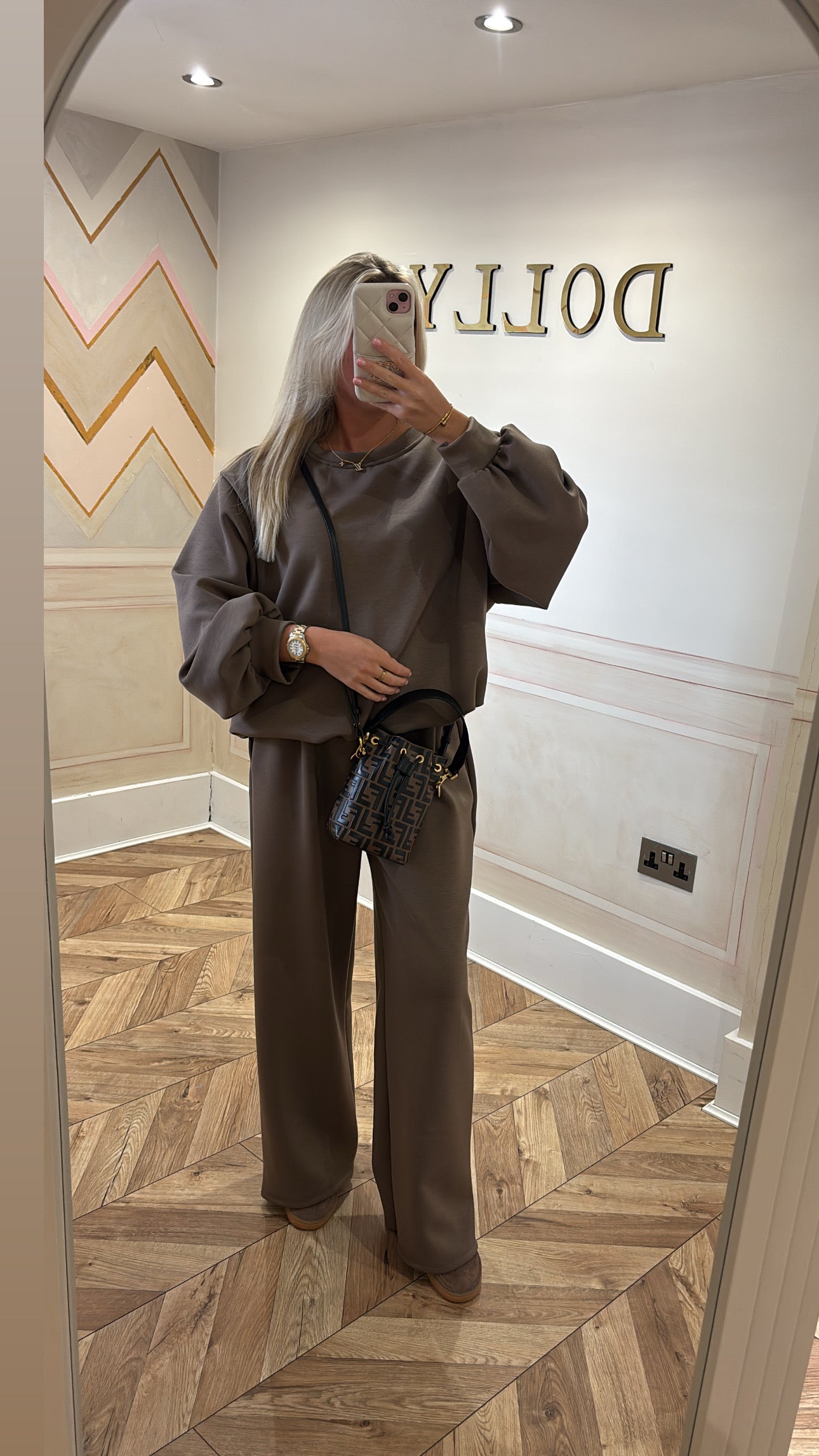 Ruched cuff flared lounge set