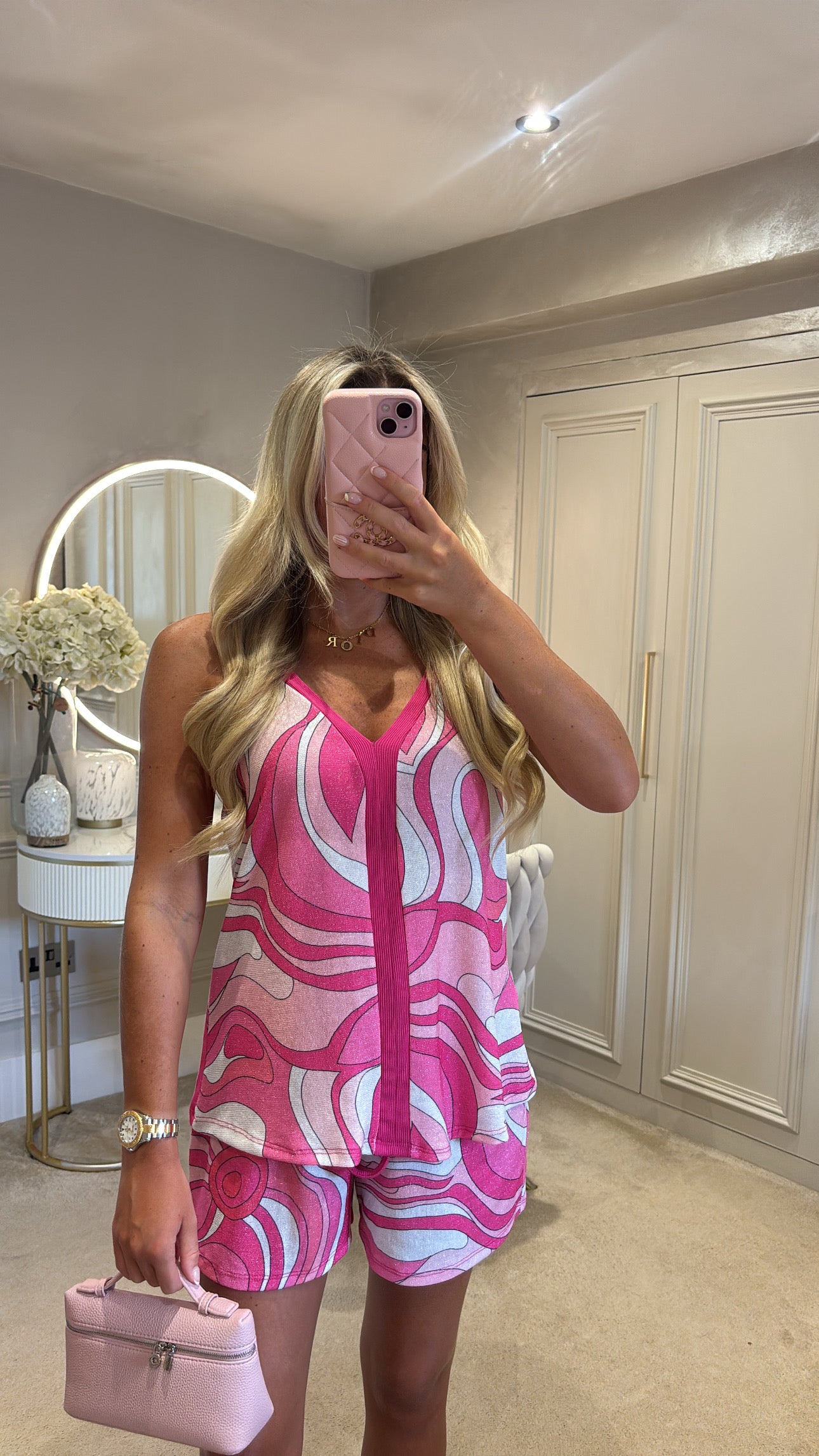 Pucci glitter vest short set