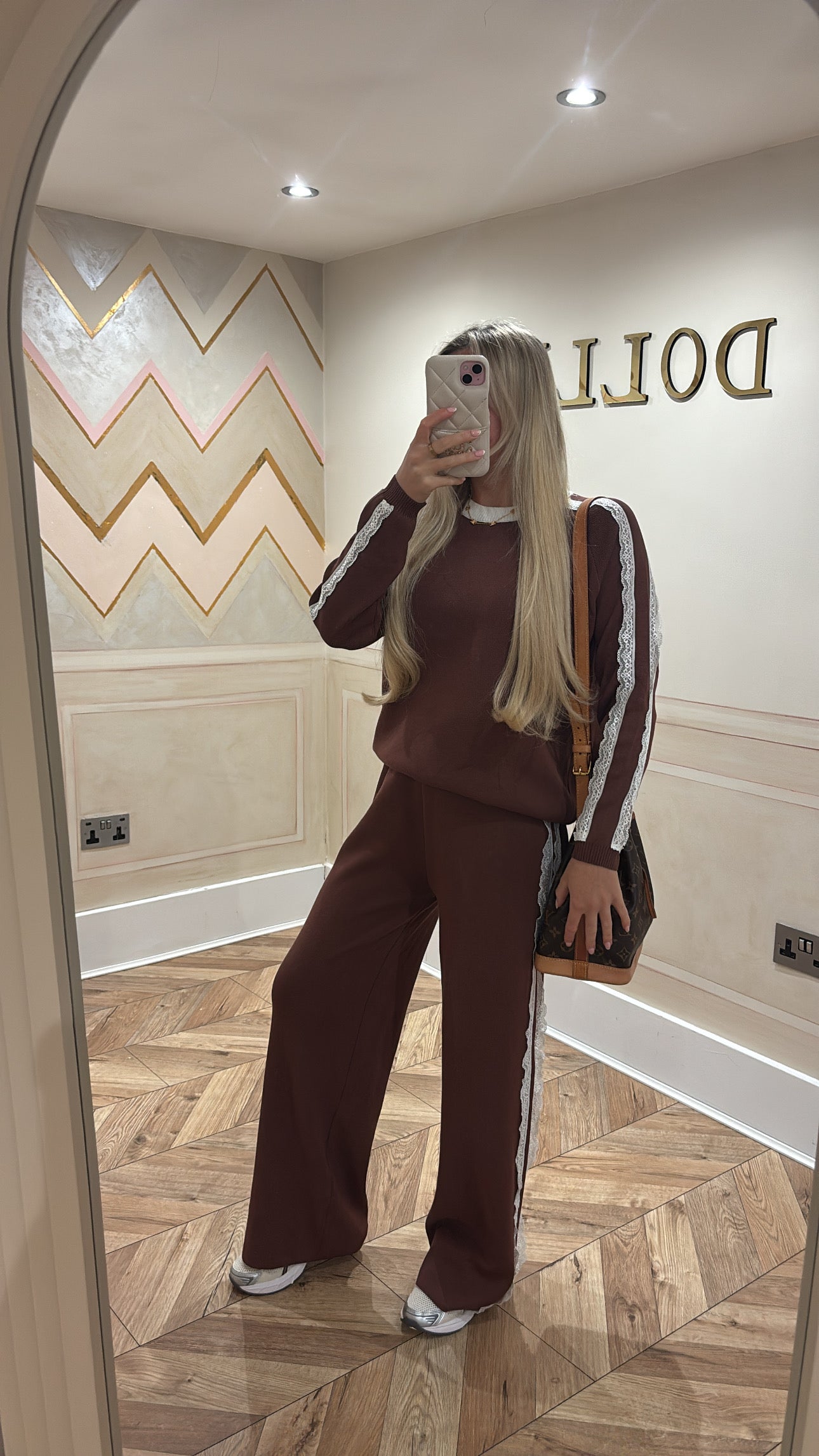Lace trim lounge set