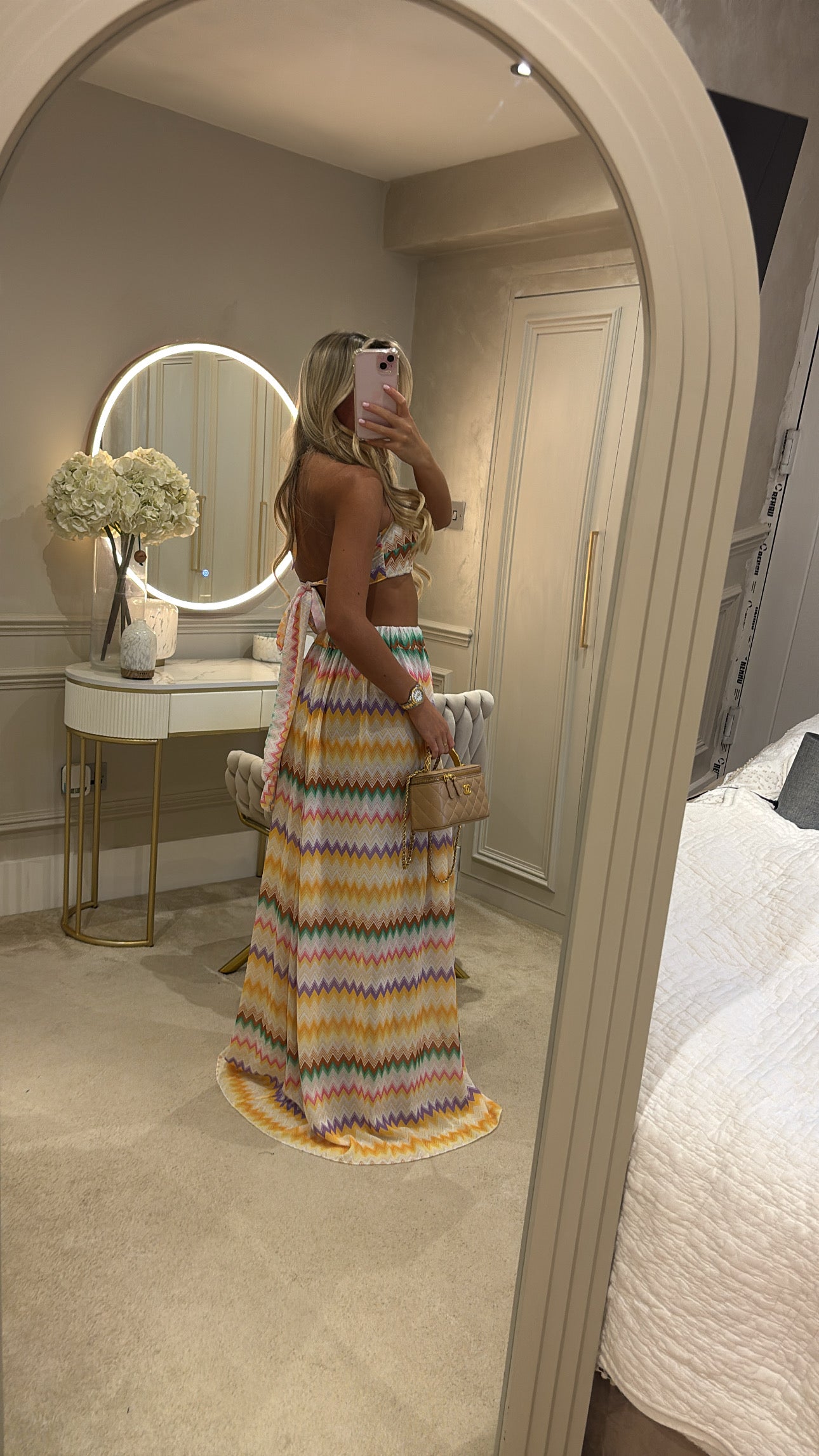 Zig zag tie up maxi co-ord