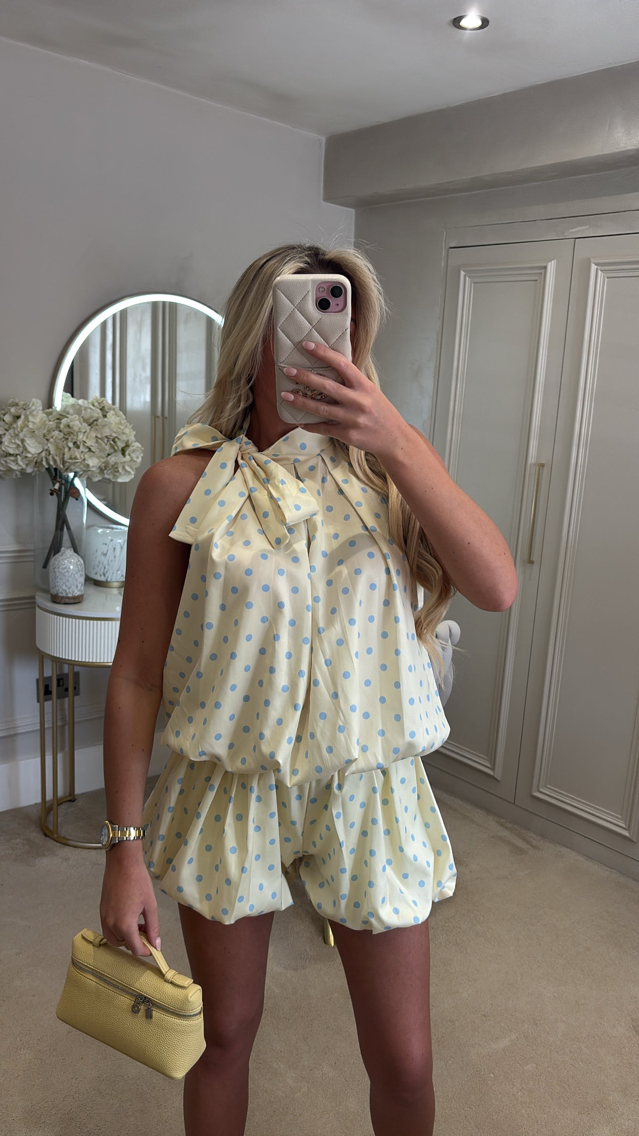 Polkadot bow balloon short co-ord
