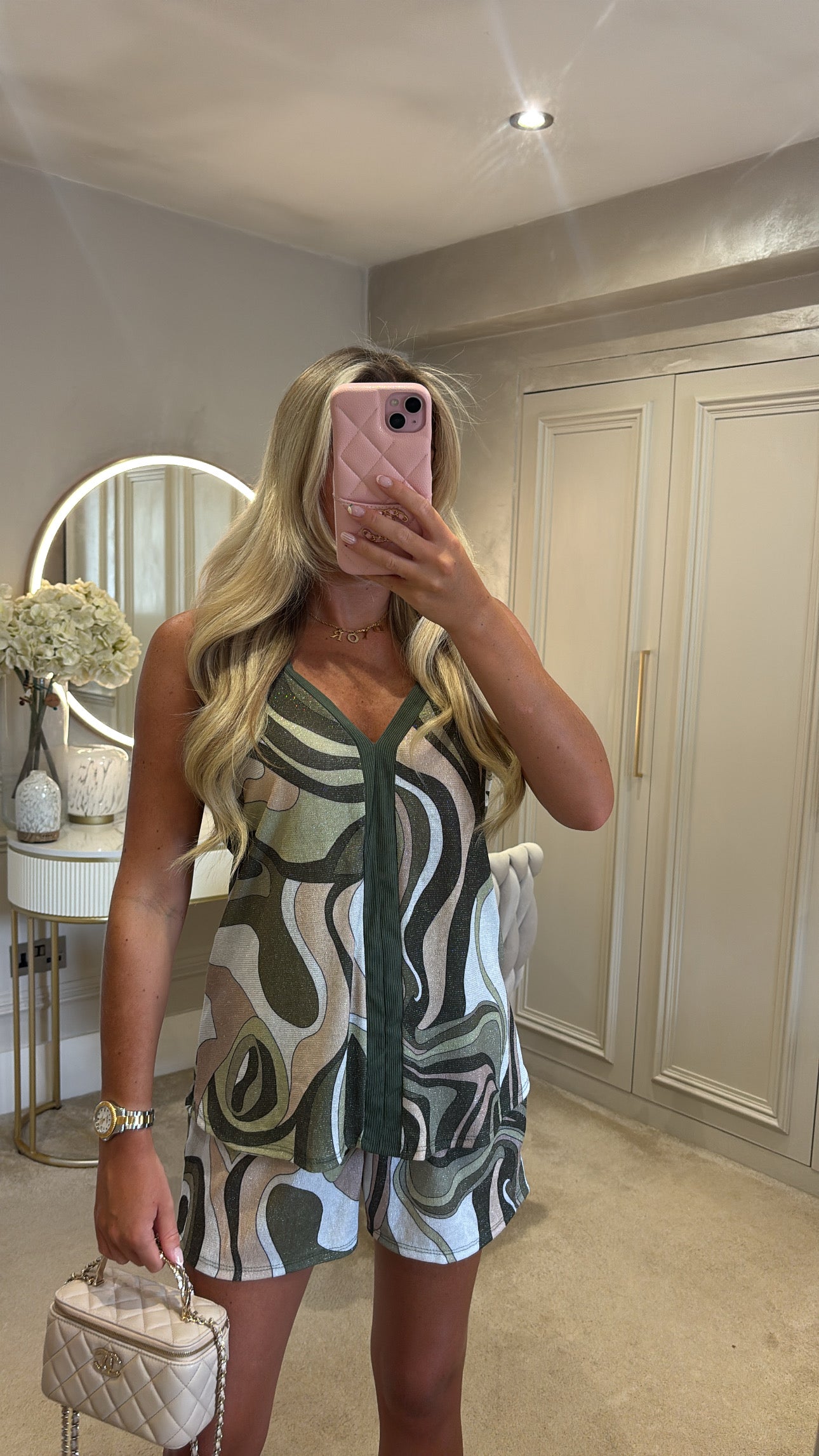 Pucci glitter vest short set